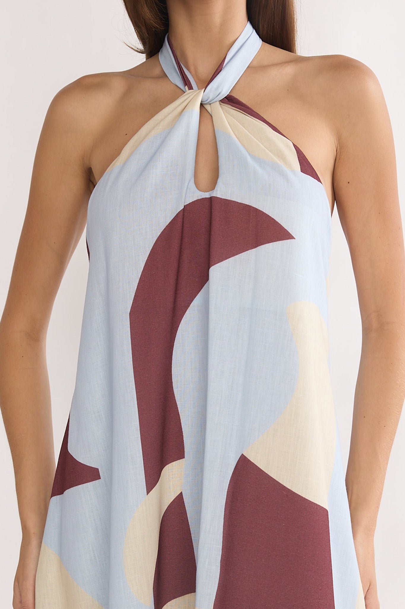 Mireille Backless Halter Maxi Dress Print Chocolate by Selfie Leslie