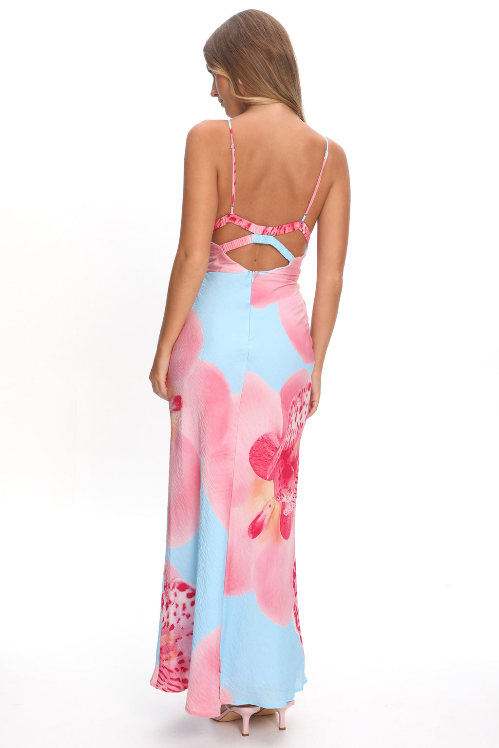 Floating Strappy Low Back Maxi Dress Orchid Blue by Selfie Leslie