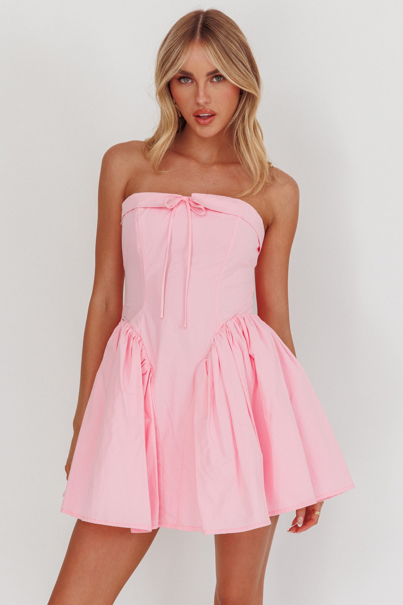 Angel Girls Bow Back Mini Dress Pink by Selfie Leslie