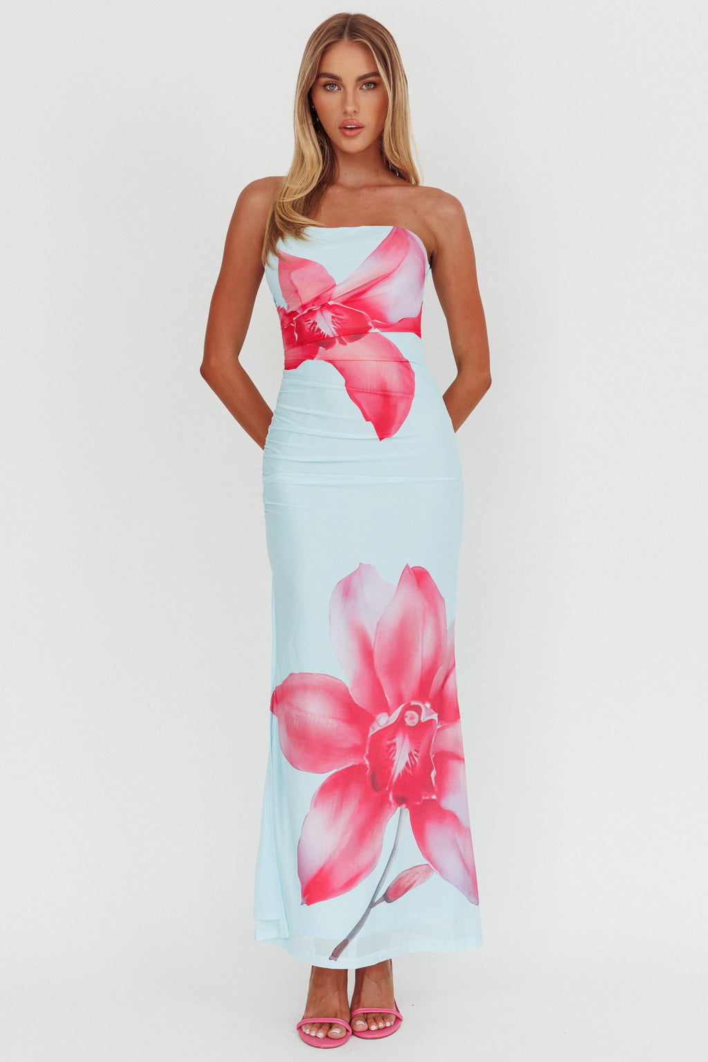 Truth Be Told Strapless Maxi Dress Blue by Selfie Leslie
