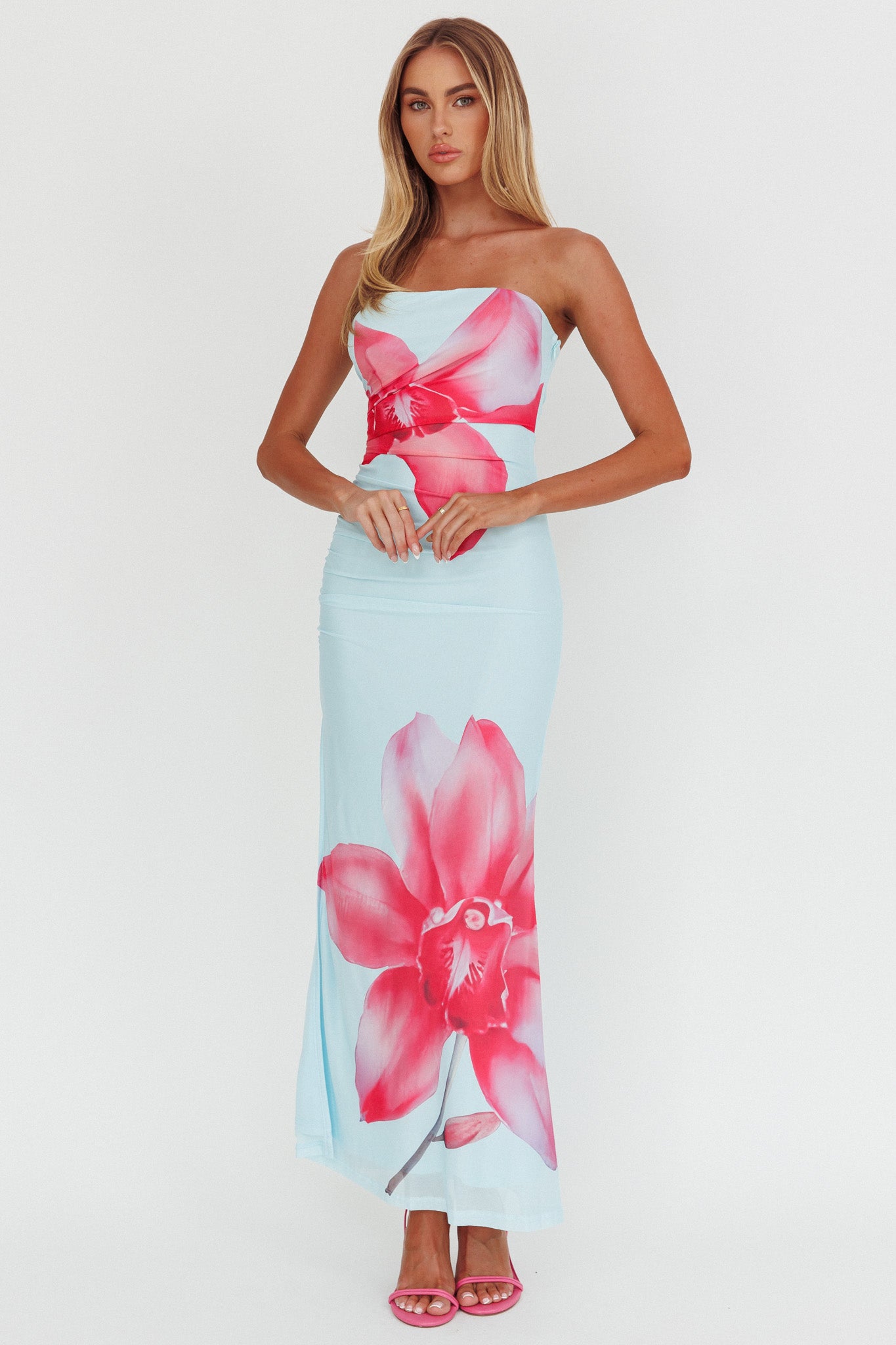 Truth Be Told Strapless Maxi Dress Blue by Selfie Leslie