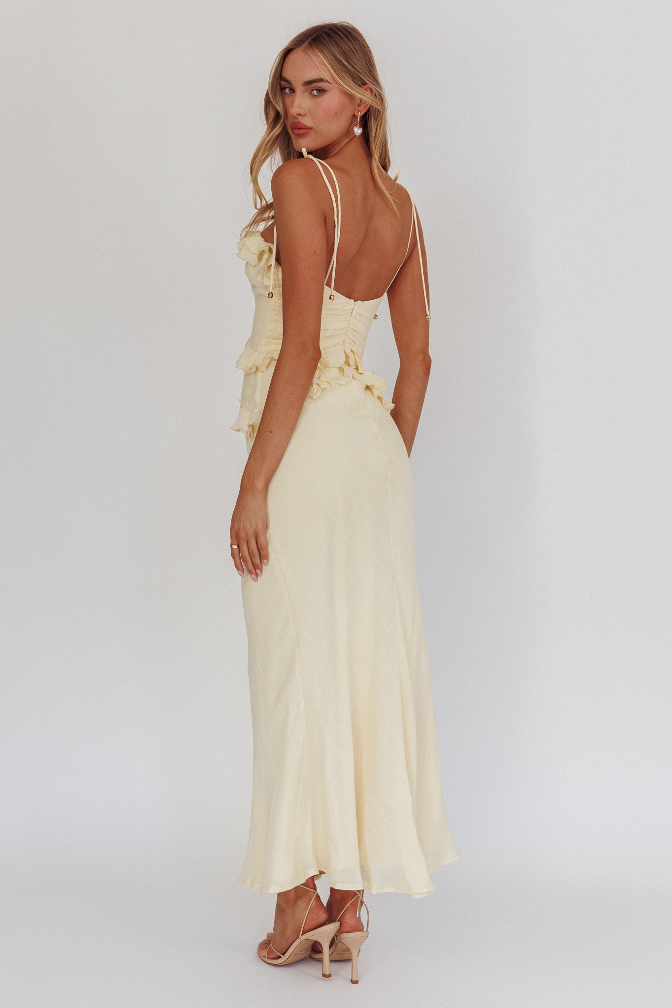 On A Roll Frill Trim Maxi Dress Yellow On A Roll Frill Trim Maxi Dress Yellow