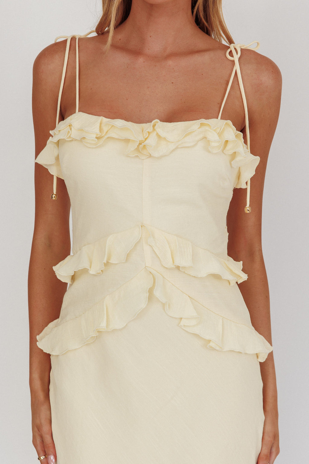 selfie leslie yellow maxi dress Deanna One-Shoulder Ruffle Maxi Dress Yellow