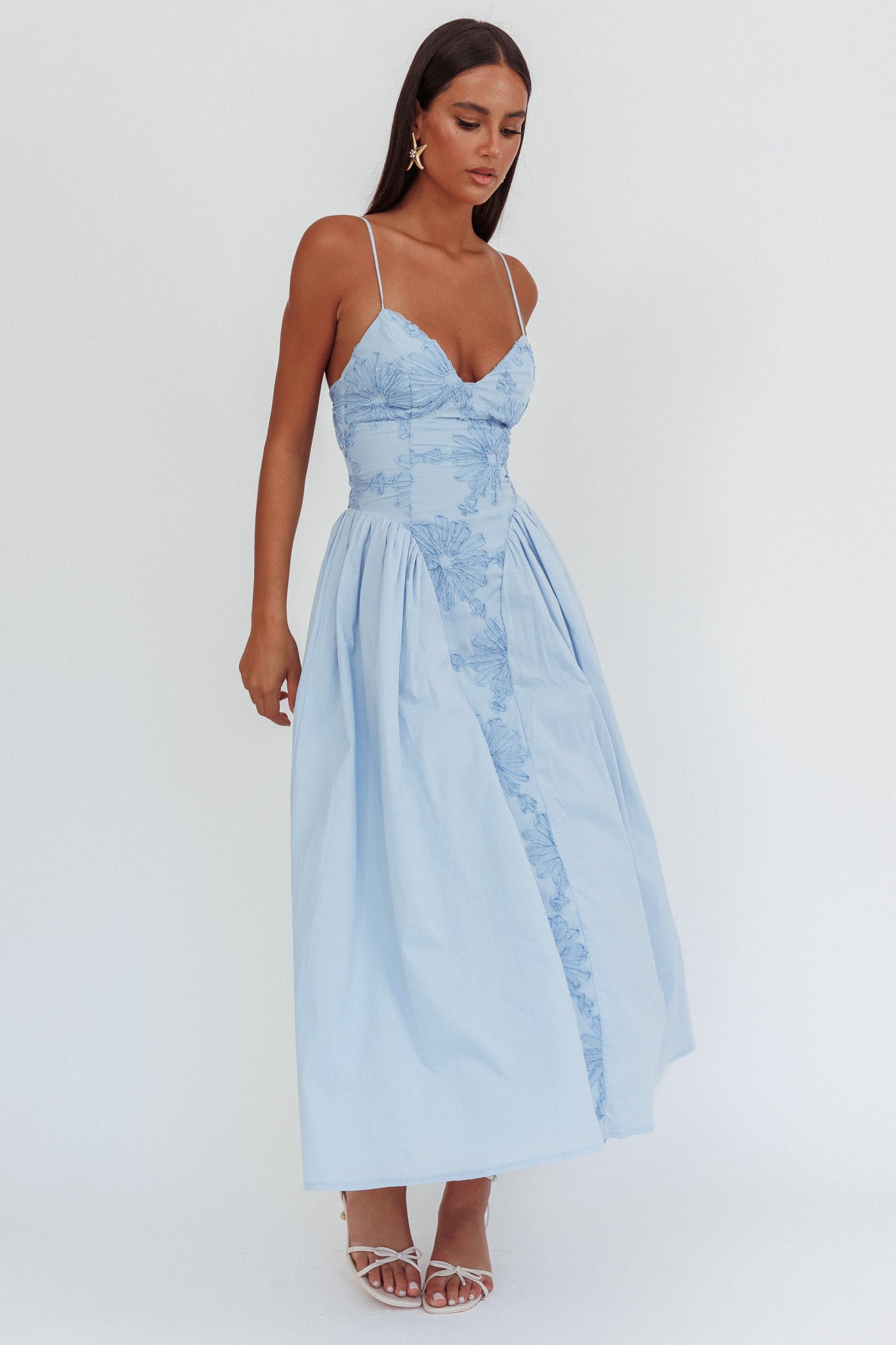 Serifine Floral Embellished Maxi Dress Blue | Selfie Leslie