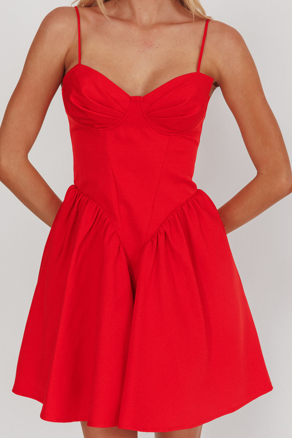 Star Signs Lace-Up Back Mini Dress Red by Selfie Leslie