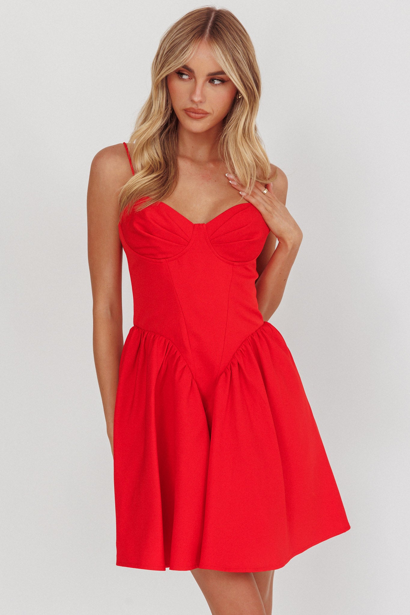 Star Signs Lace-Up Back Mini Dress Red by Selfie Leslie