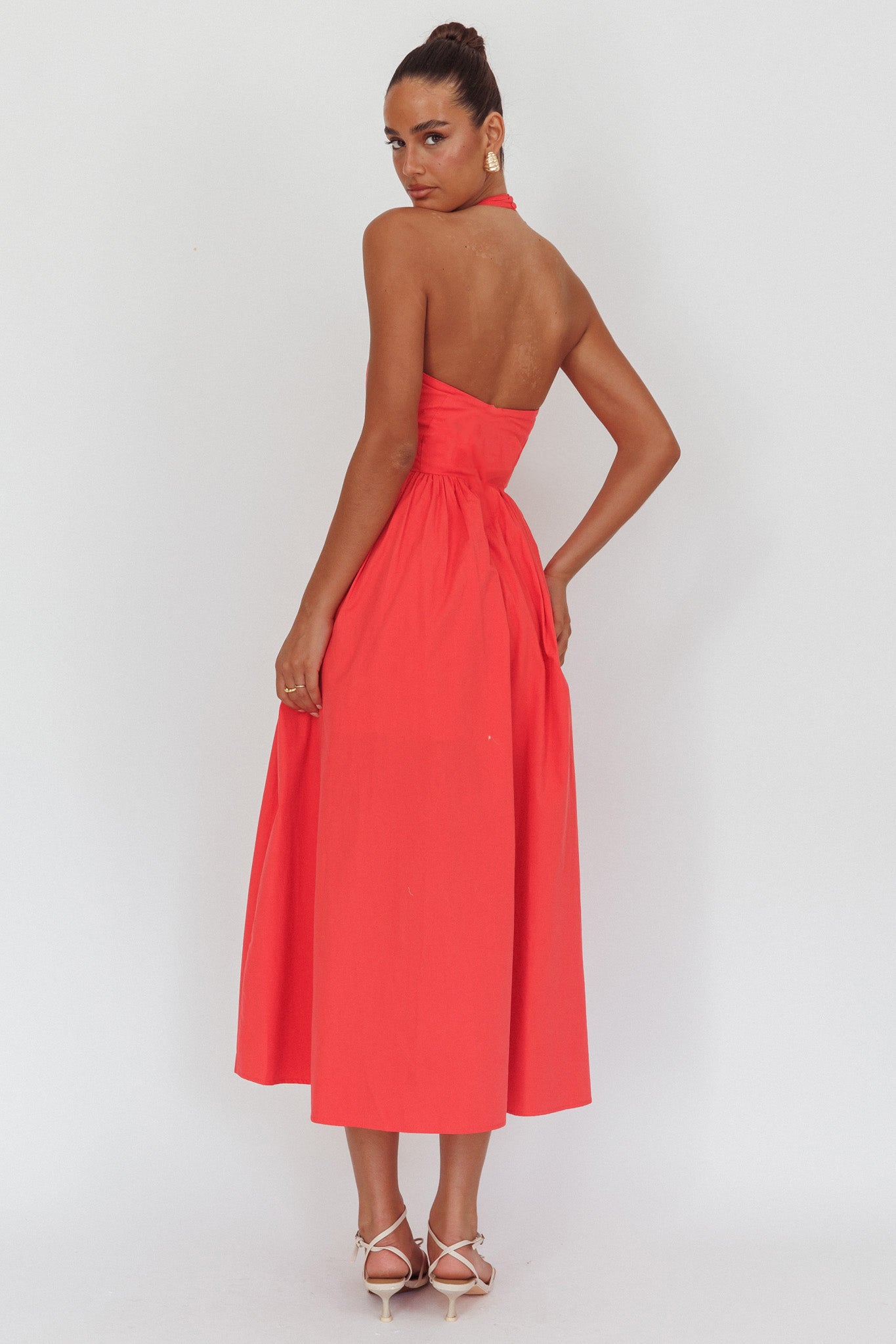 Get My Attention Halterneck Maxi Dress Red by Selfie Leslie