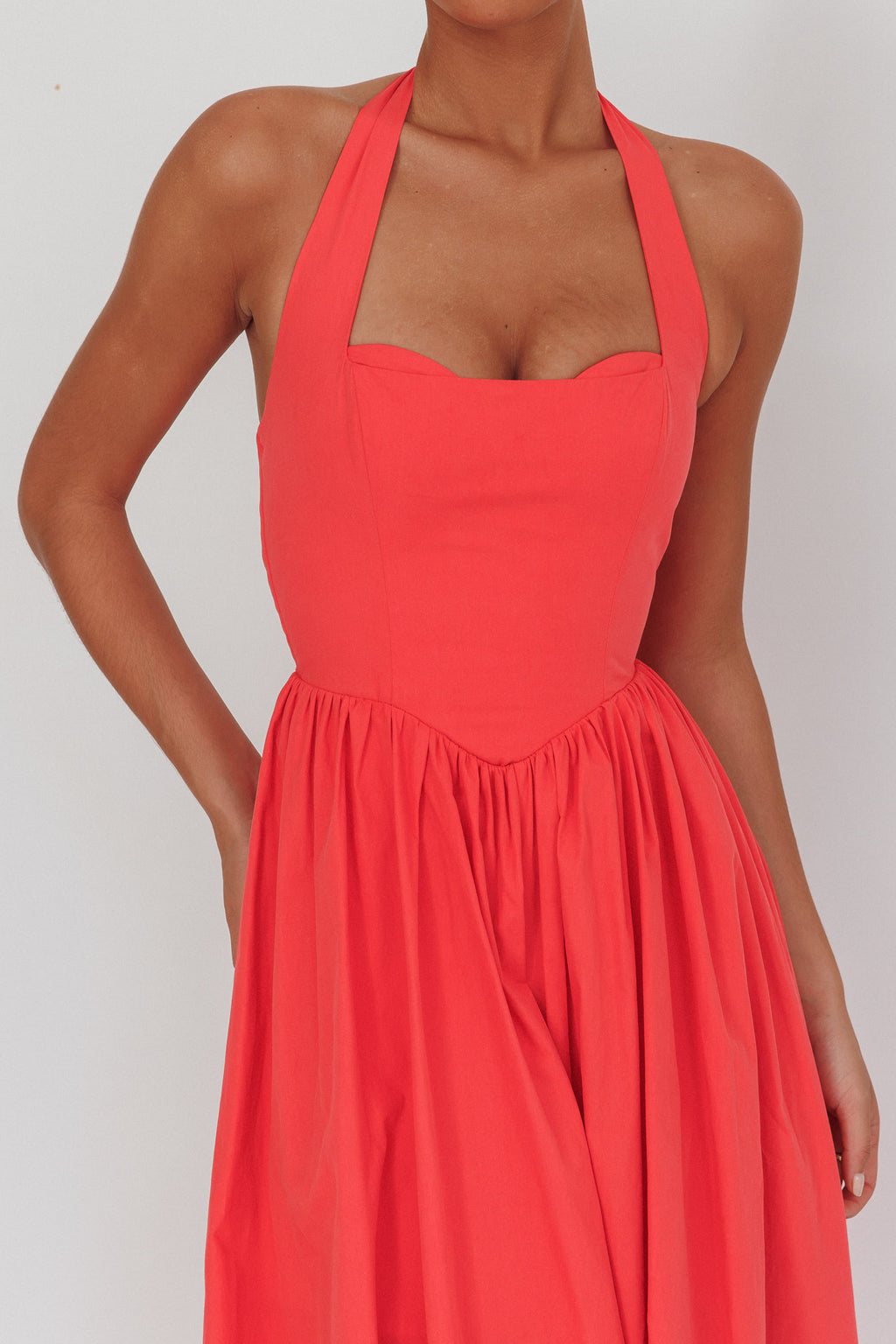 Get My Attention Halterneck Maxi Dress Red by Selfie Leslie