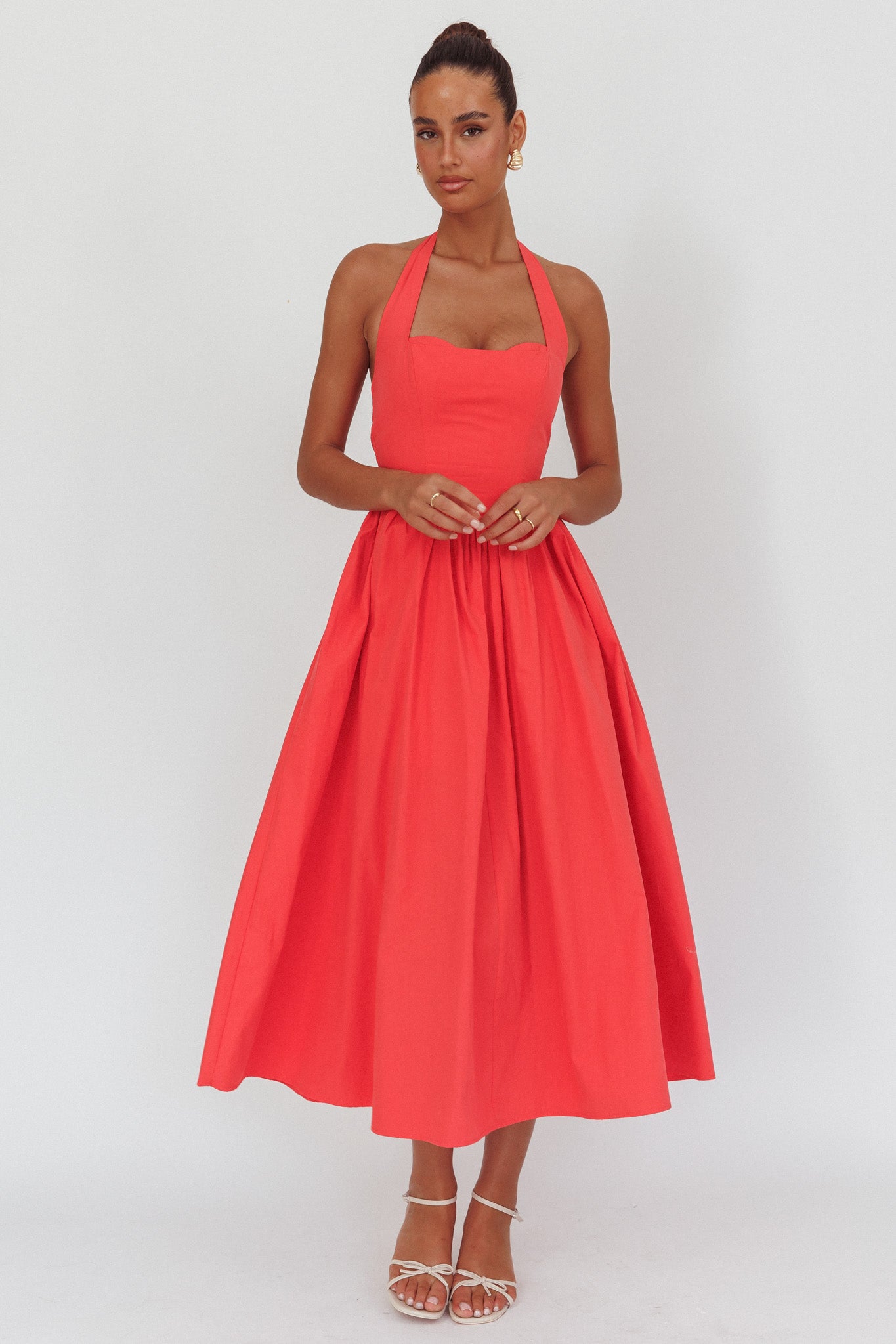 Get My Attention Halterneck Maxi Dress Red by Selfie Leslie
