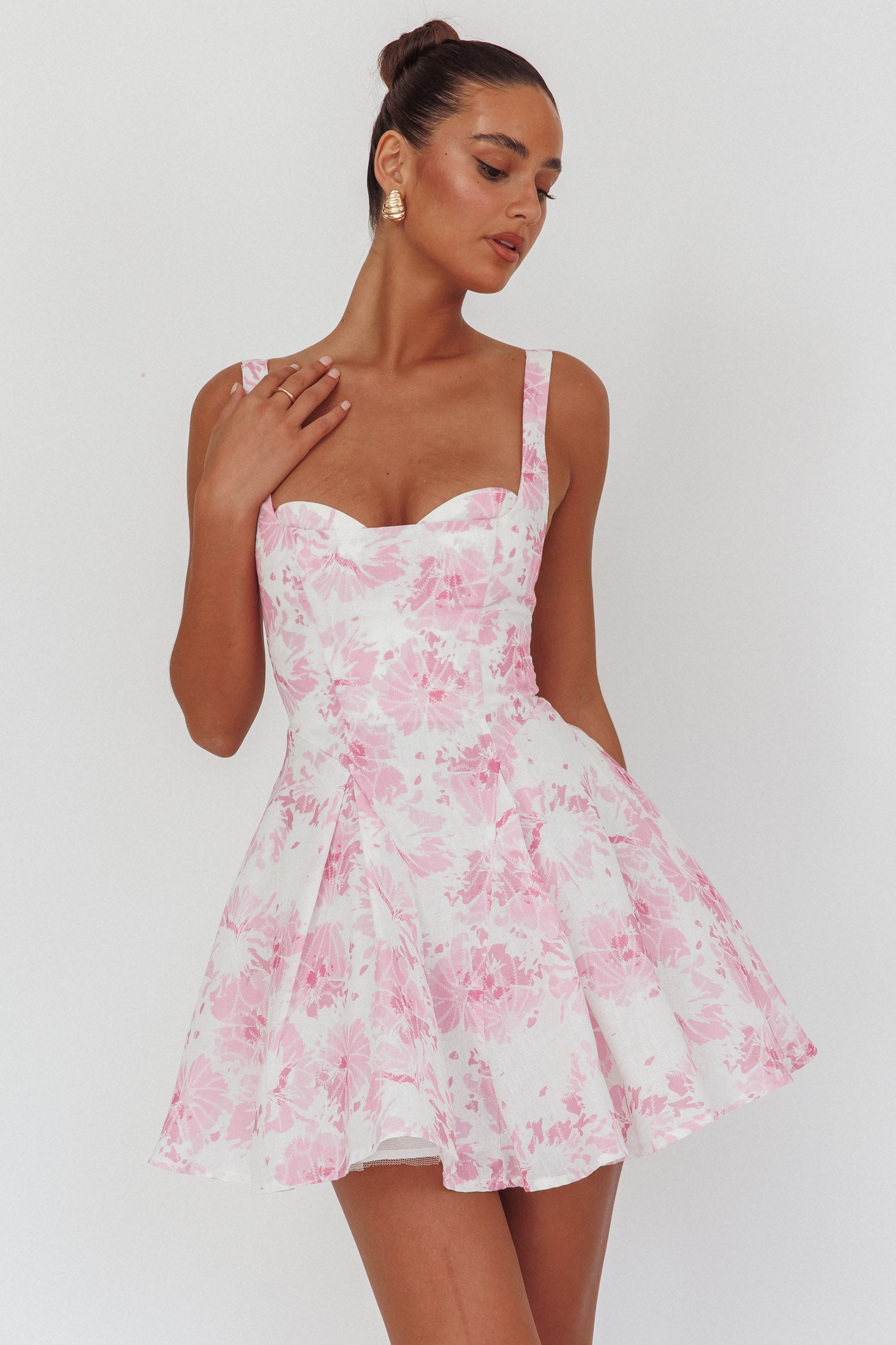 Get My Attention Off-Shoulder Mini Dress Floral Pink– Selfie Leslie