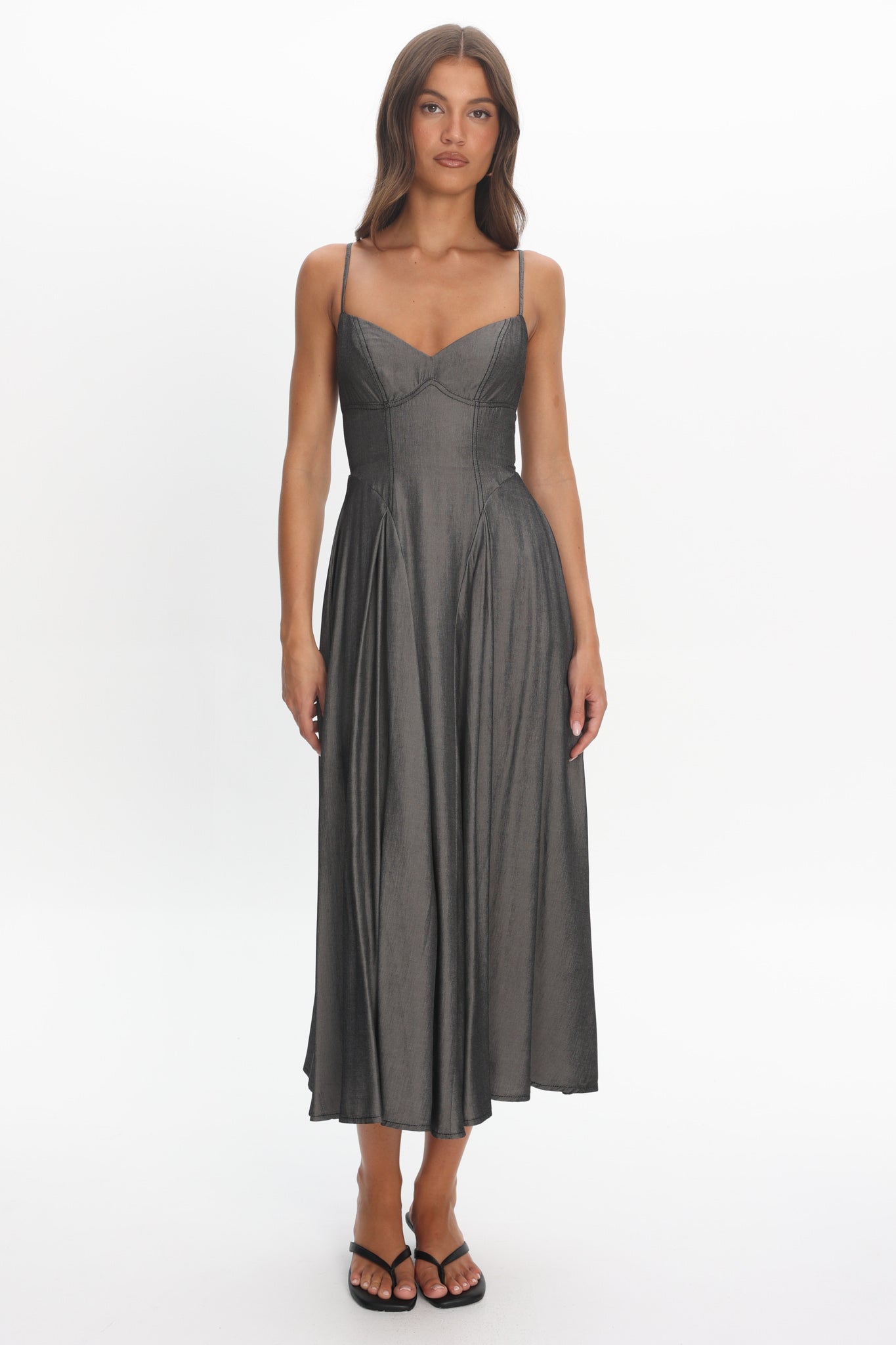 Take It All Cami Strap Midi Dress Charcoal by Selfie Leslie