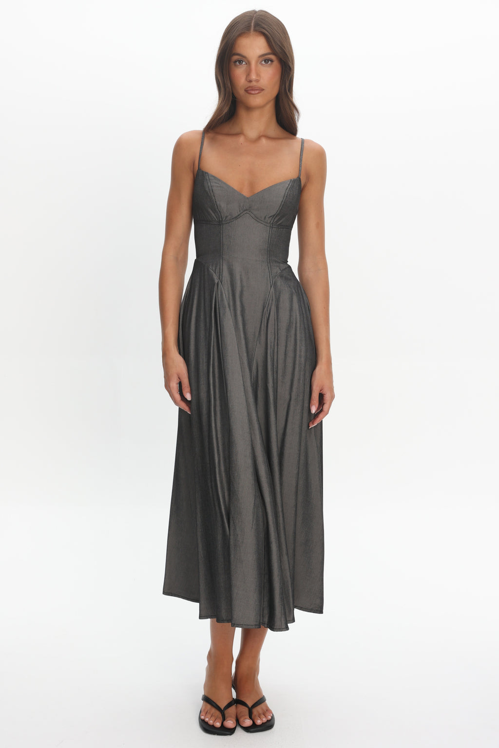 Take It All Cami Strap Midi Dress Charcoal by Selfie Leslie