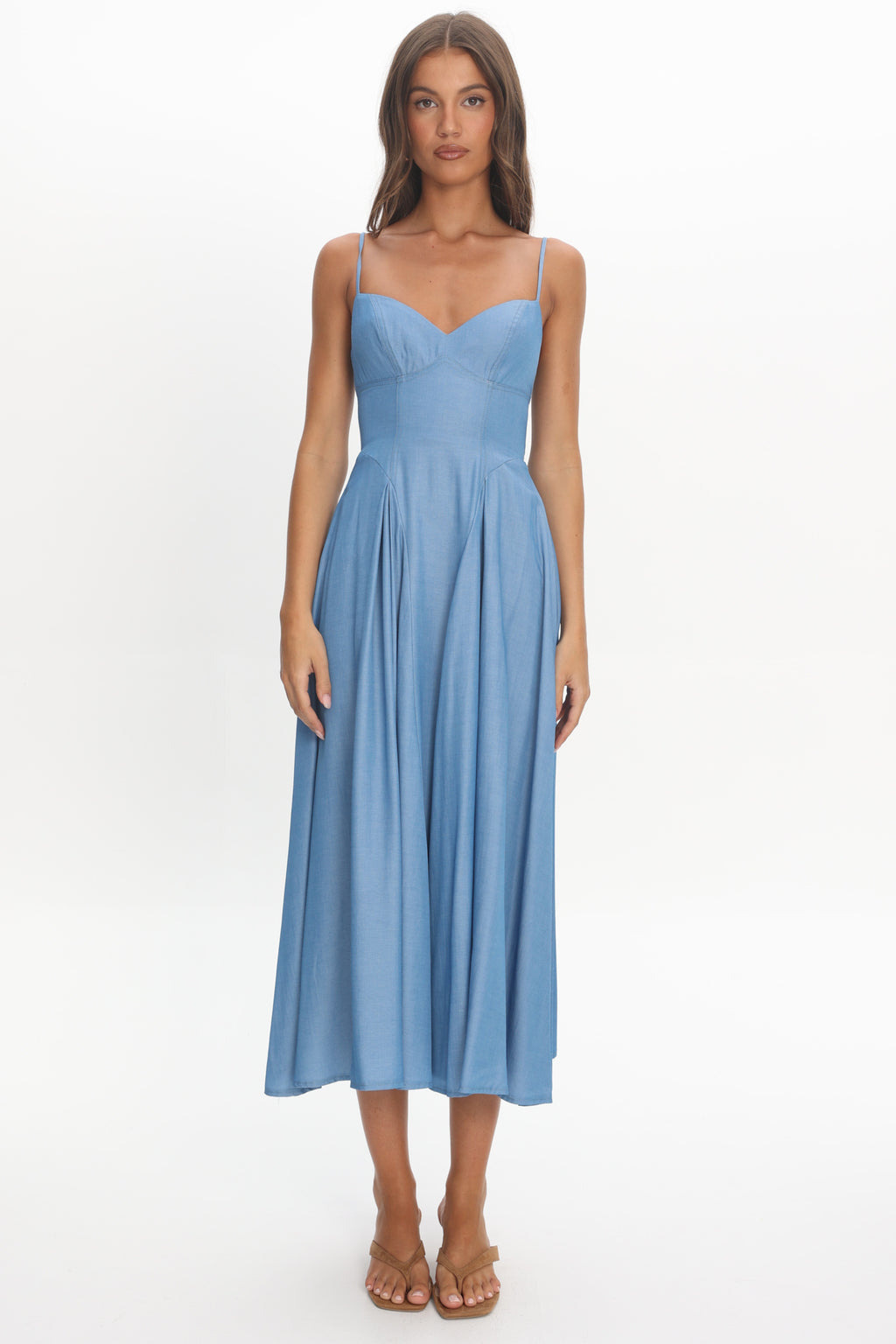 Take It All Cami Strap Midi Dress Light Blue by Selfie Leslie
