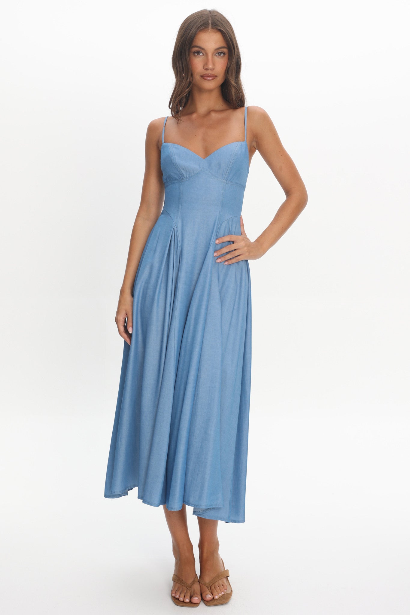 Take It All Cami Strap Midi Dress Light Blue by Selfie Leslie