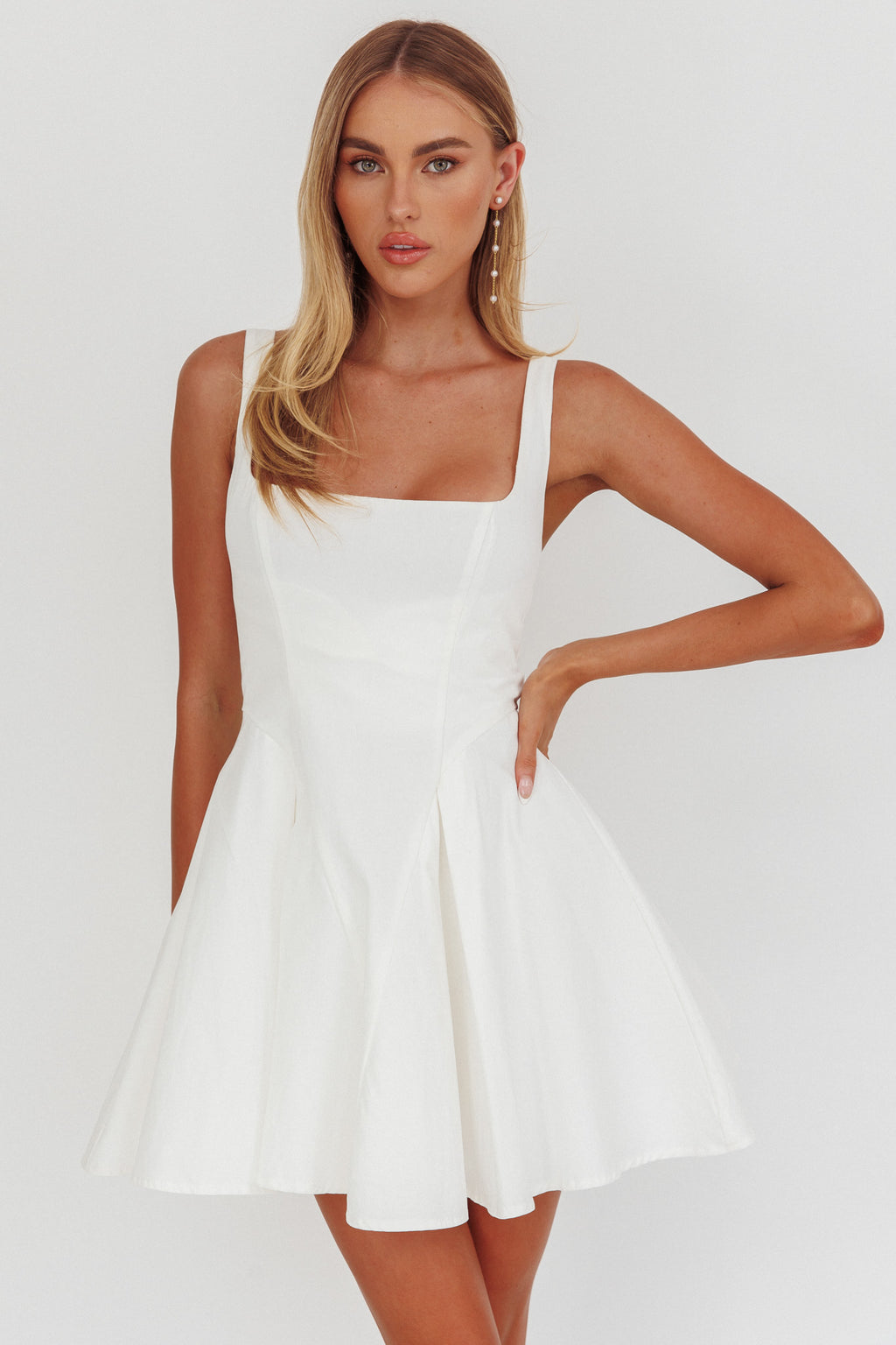 Get My Attention A-Line Mini Dress White Get My Attention A-Line Mini Dress White