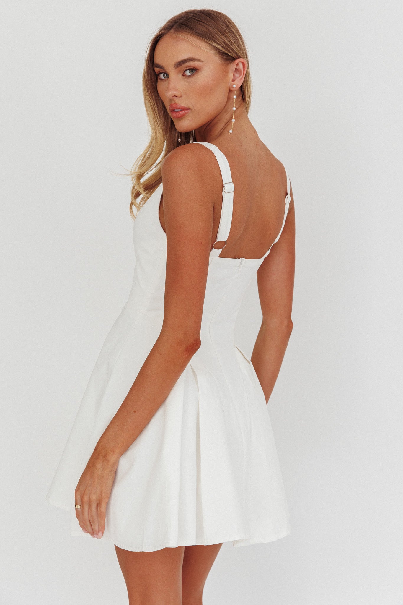 Get My Attention A-Line Mini Dress White Selfie Leslie