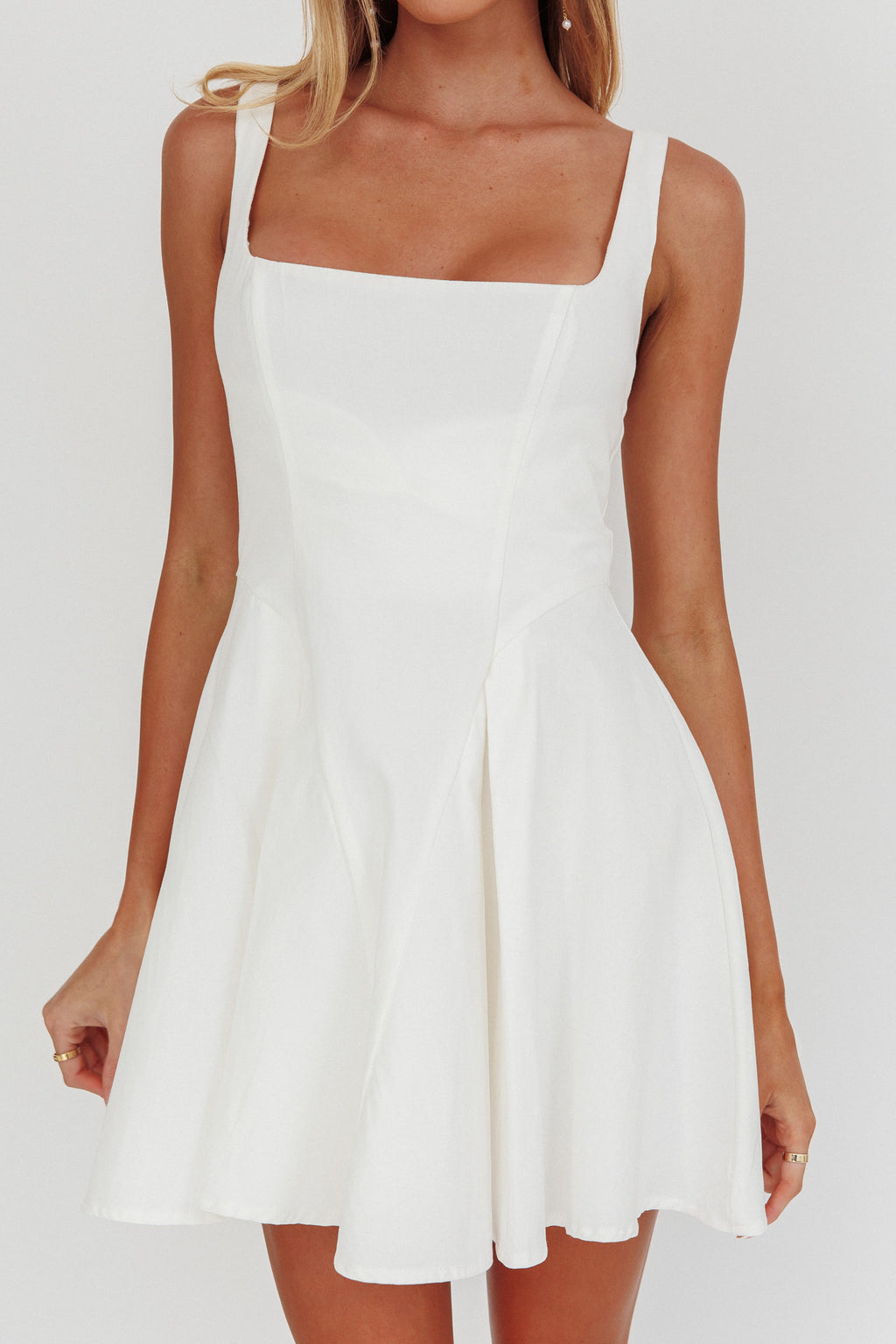 Get My Attention A-Line Mini Dress White by Selfie Leslie