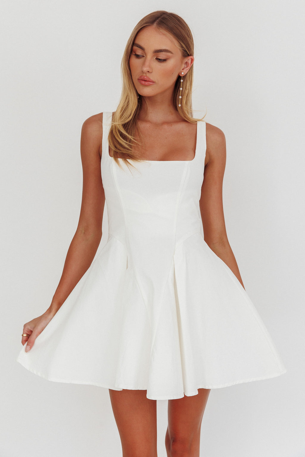 Get My Attention A-Line Mini Dress White by Selfie Leslie
