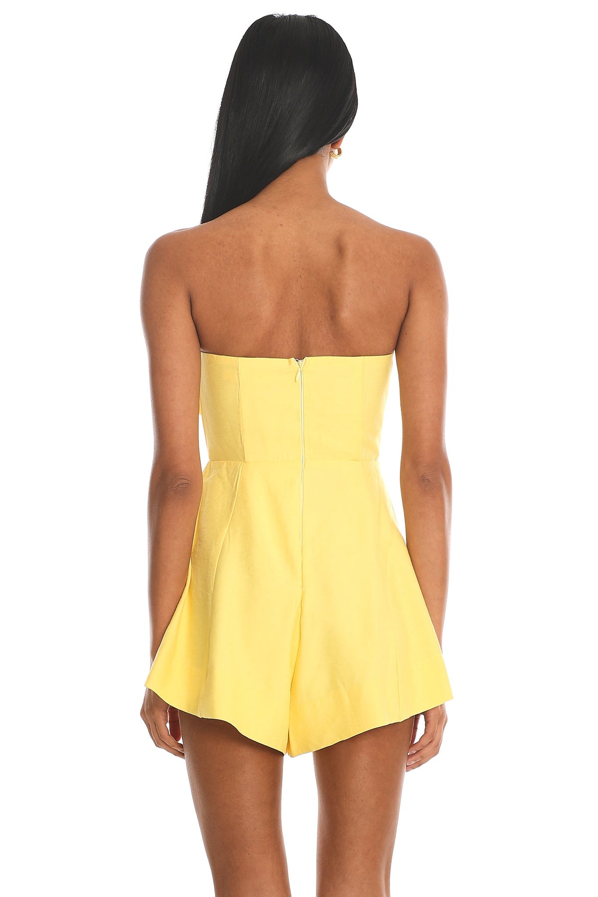 Karoline 3D Flower Strapless Mini Romper Yellow by Selfie Leslie