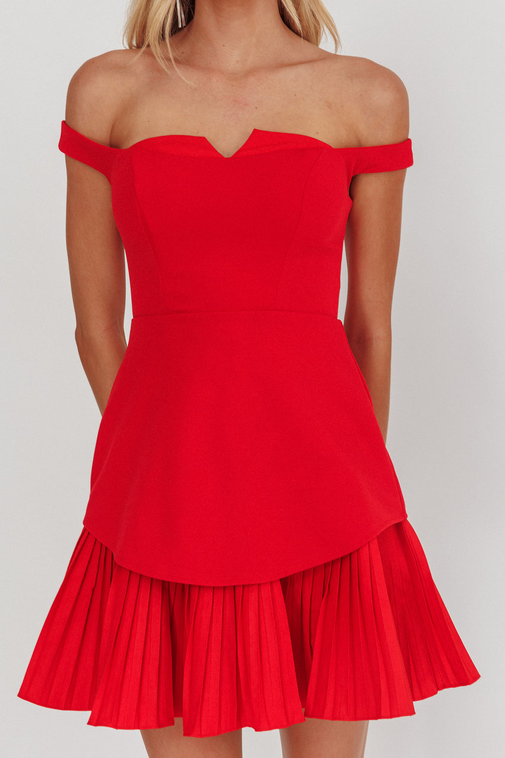 Devoted Love Pleat Hem Mini Dress Red by Selfie Leslie
