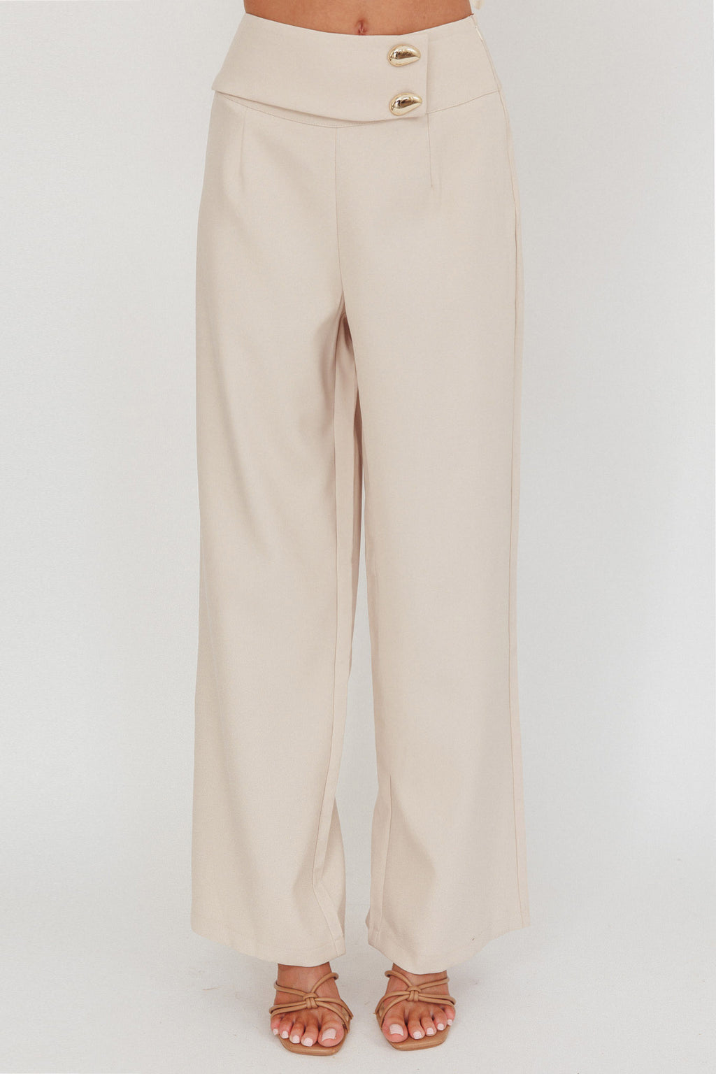 Ishani Hardware Decoration Pants Beige by Selfie Leslie