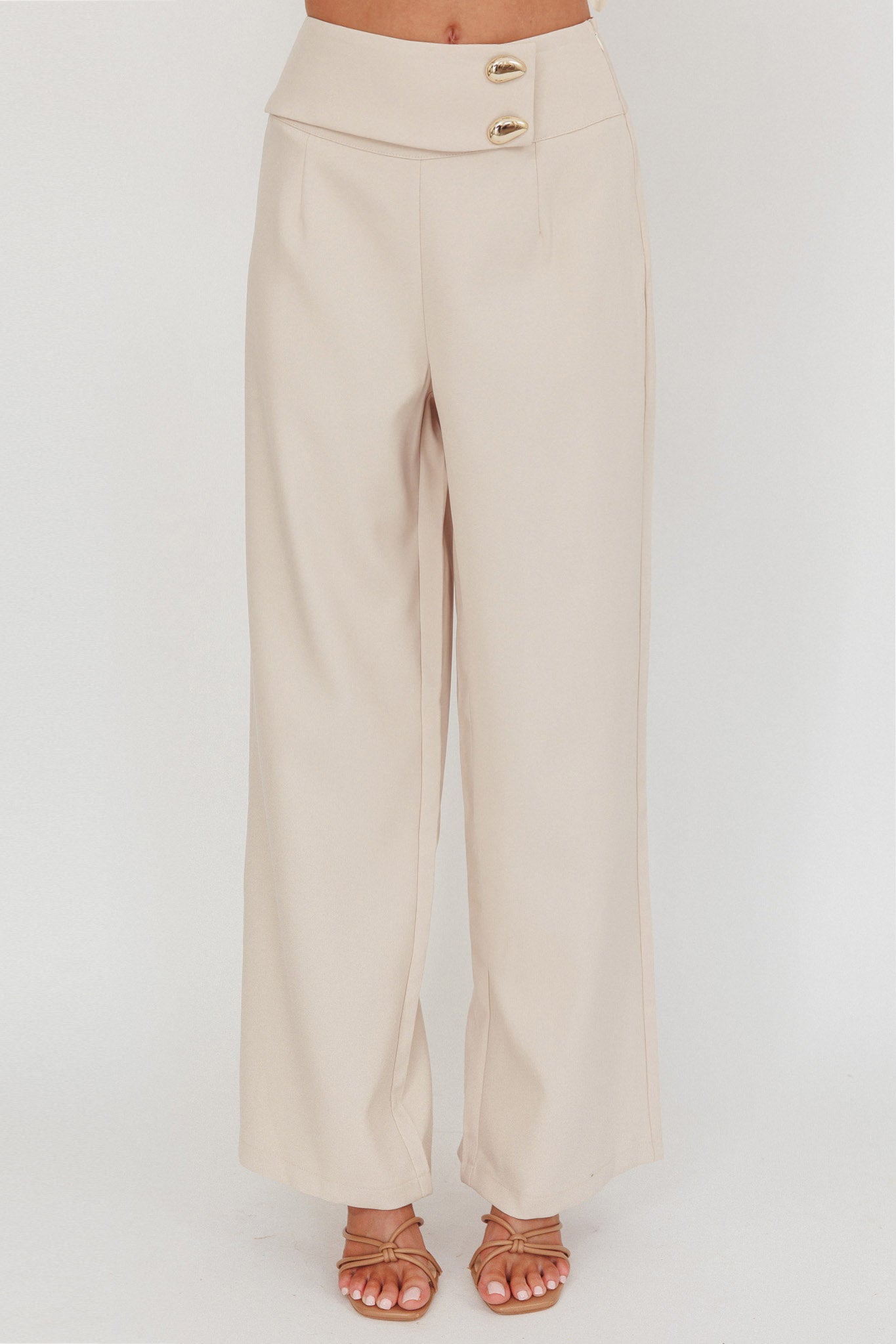 Ishani Hardware Decoration Pants Beige by Selfie Leslie