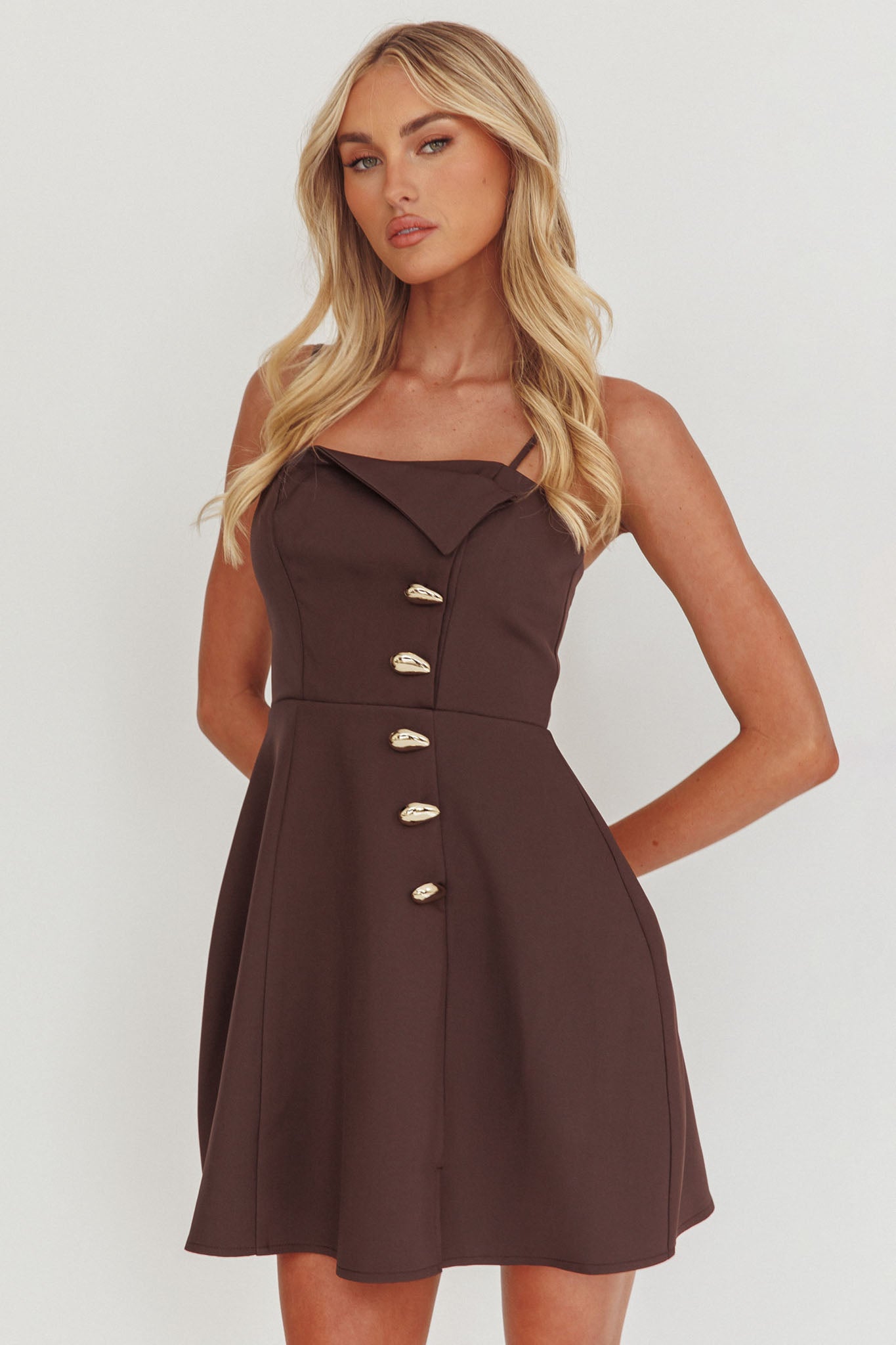 Captivated Button Feature Mini Dress Coco by Selfie Leslie