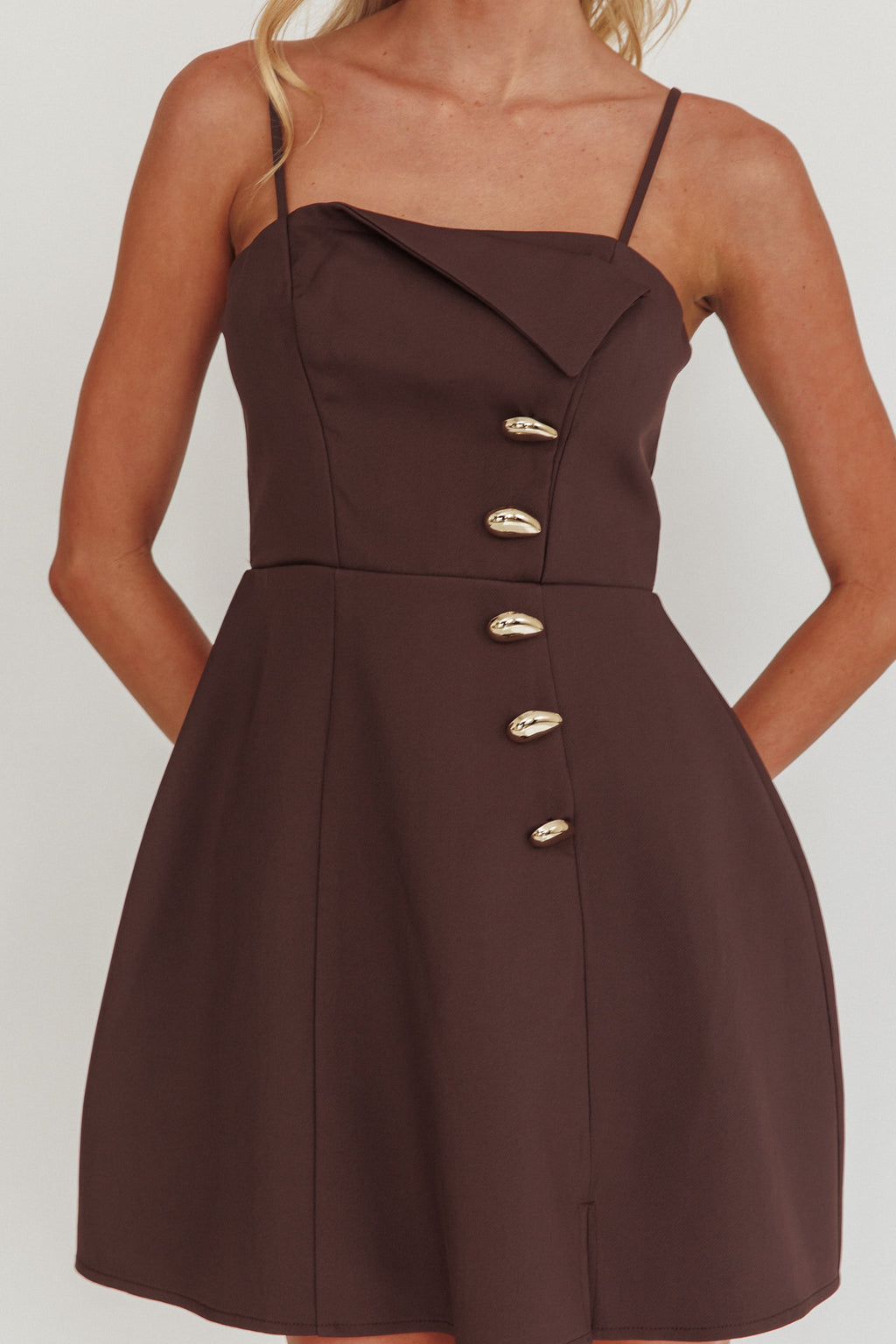 Captivated Button Feature Mini Dress Coco by Selfie Leslie
