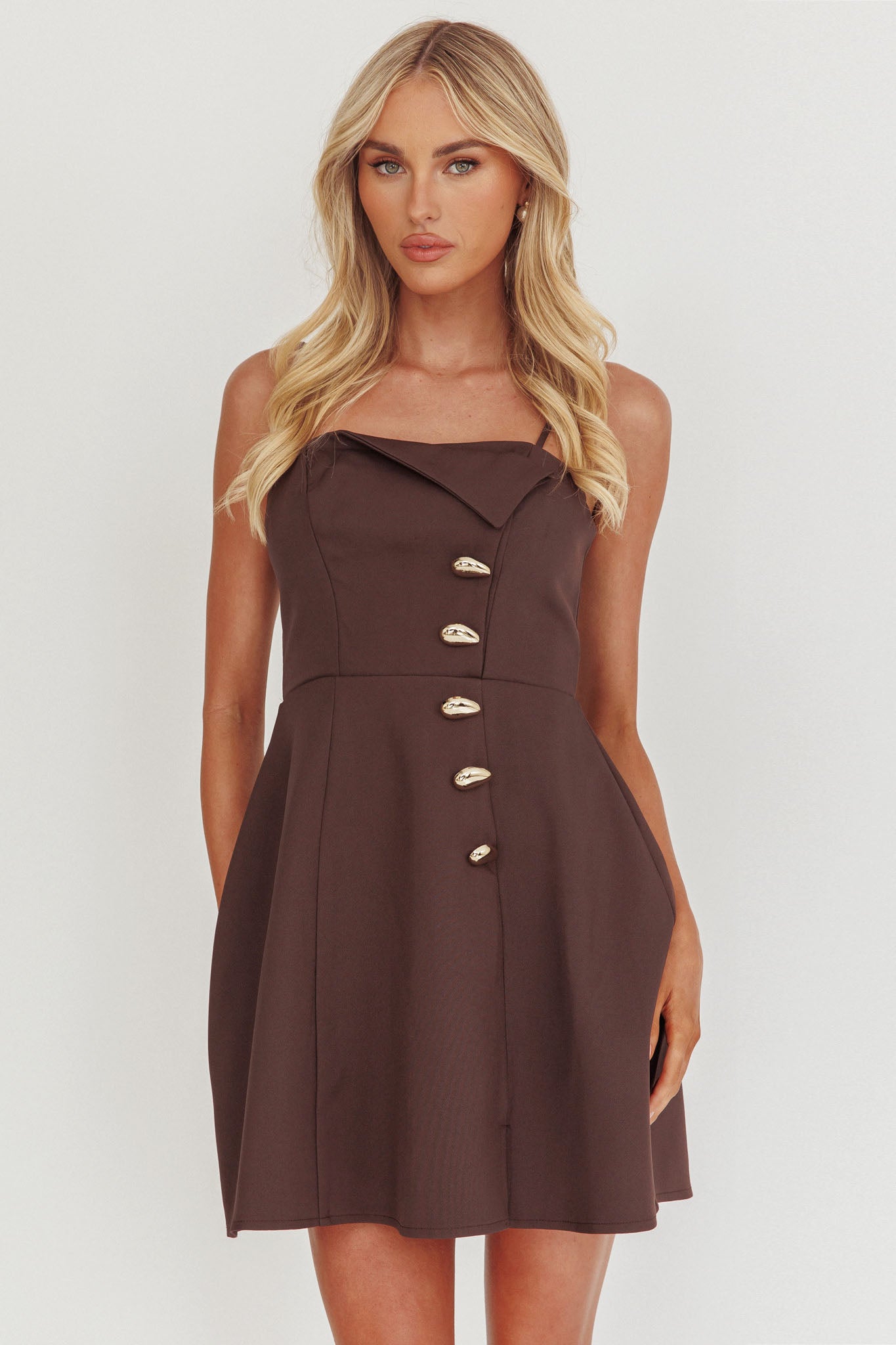 Captivated Button Feature Mini Dress Coco by Selfie Leslie