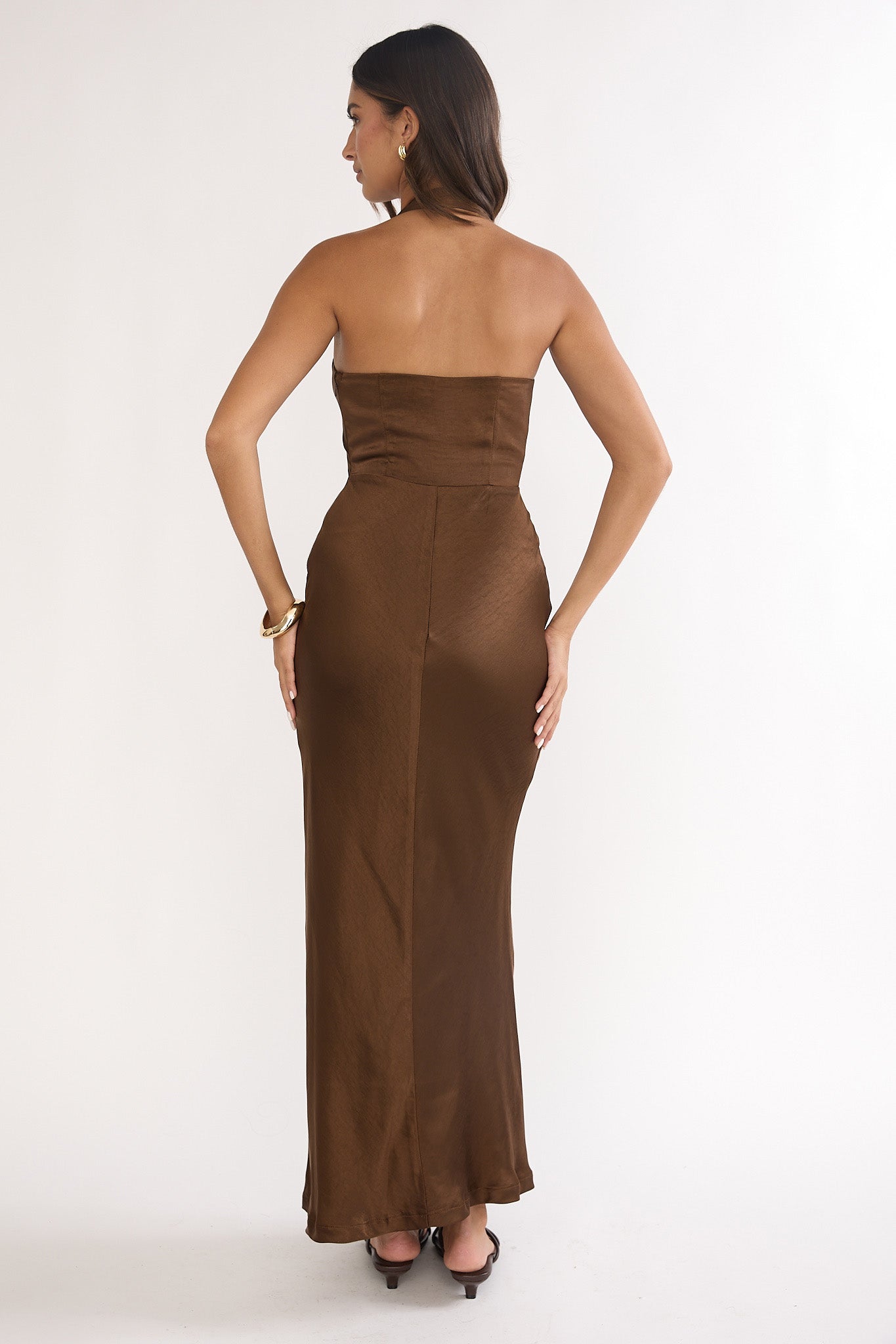 Girl's Night Halterneck Maxi Dress Chocolate by Selfie Leslie
