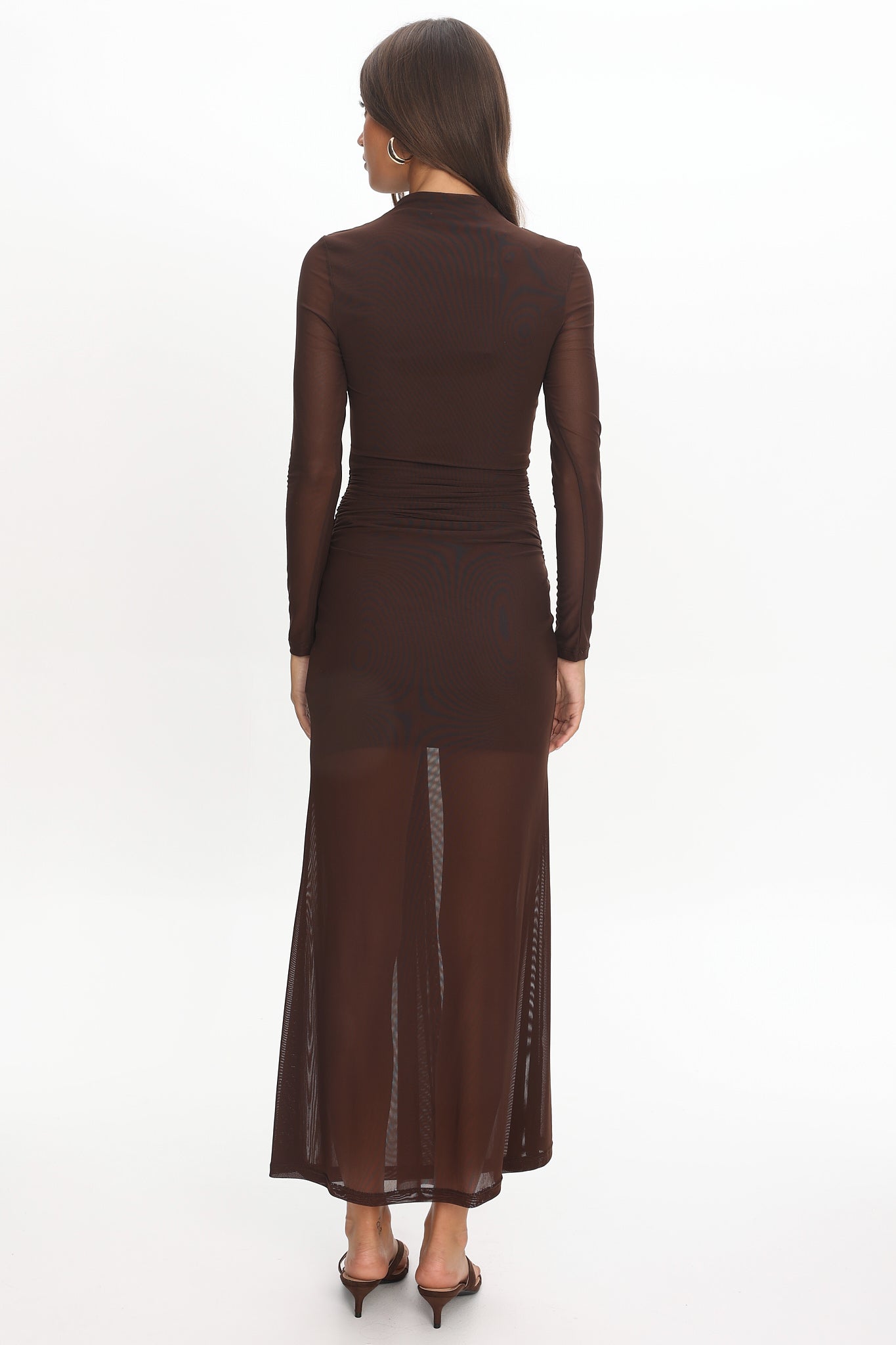 Girl's Night Long Sleeve Mesh Maxi Dress Chocolate - XL Girl's Night Long Sleeve Mesh Maxi Dress Chocolate - XL