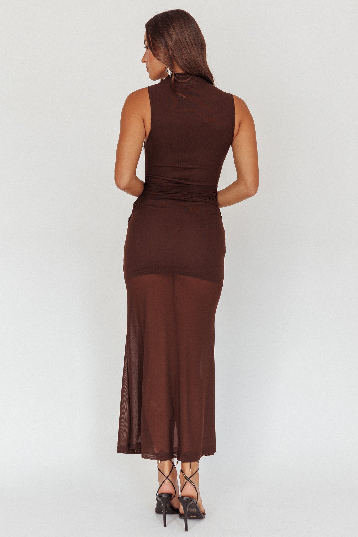 Girl's Night Waist Sash Maxi Dress Chocolate by Selfie Leslie
