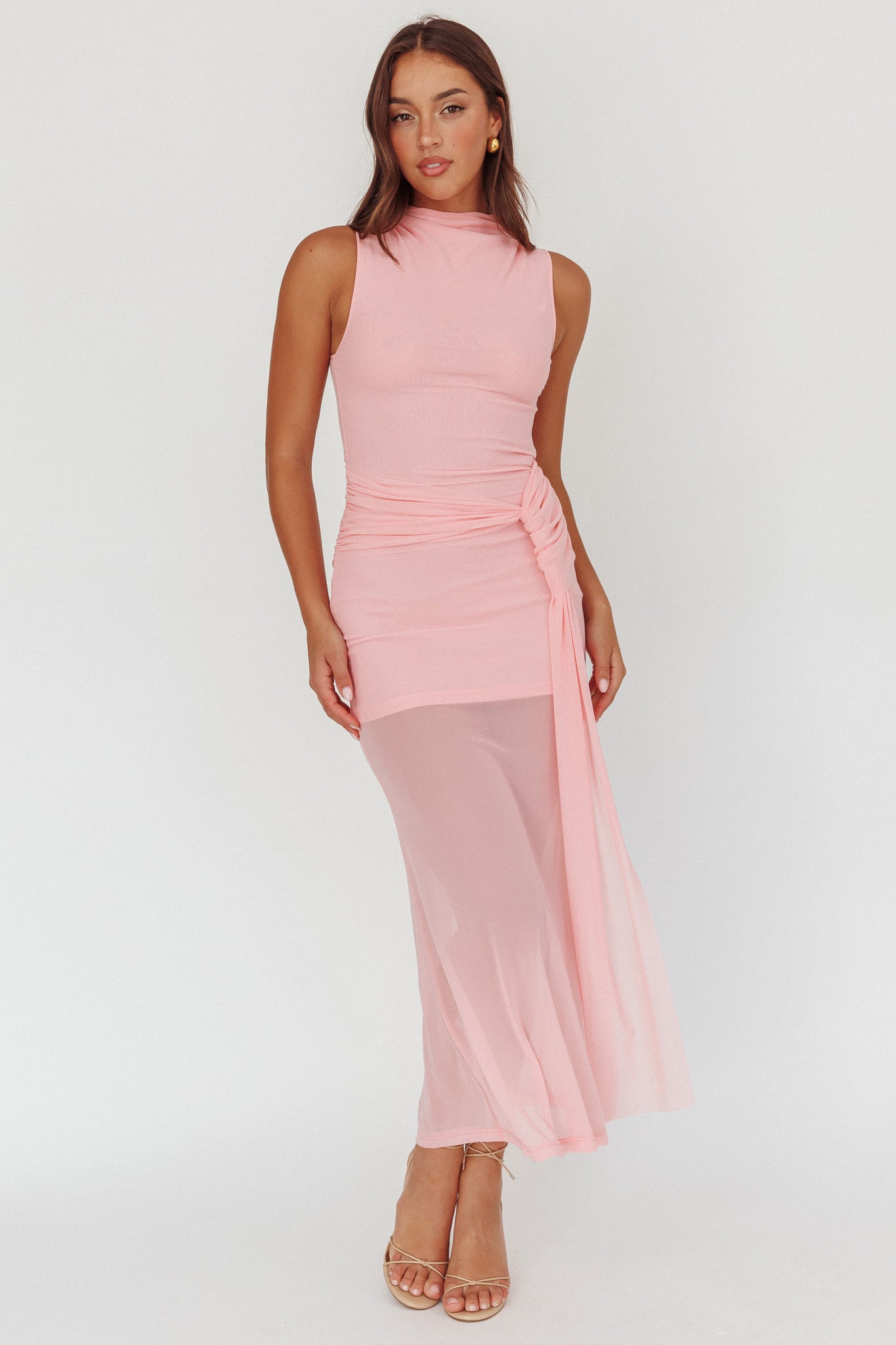 Girl's Night Waist Sash Maxi Dress Pink by Selfie Leslie
