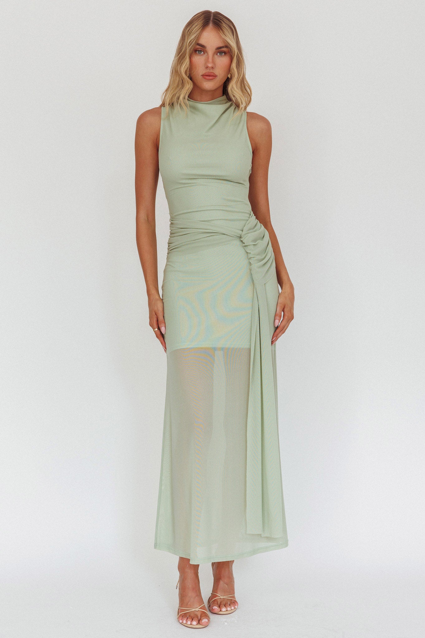 Girl's Night Waist Sash Maxi Dress Sage by Selfie Leslie