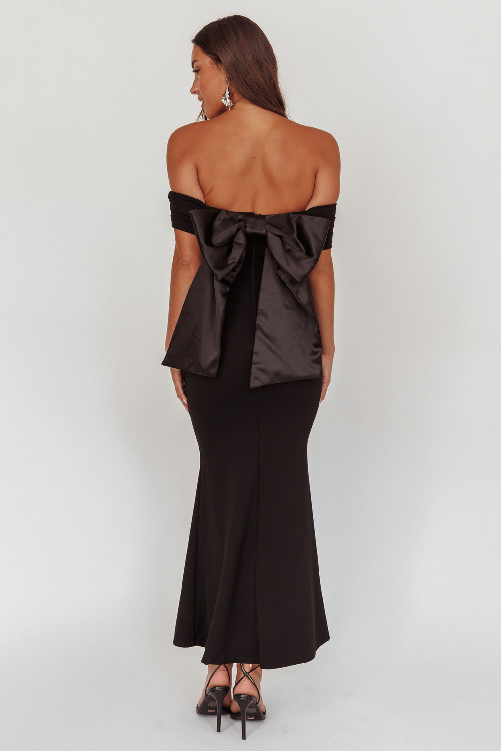 Dancing Queens Bow Back Maxi Dress Black by Selfie Leslie