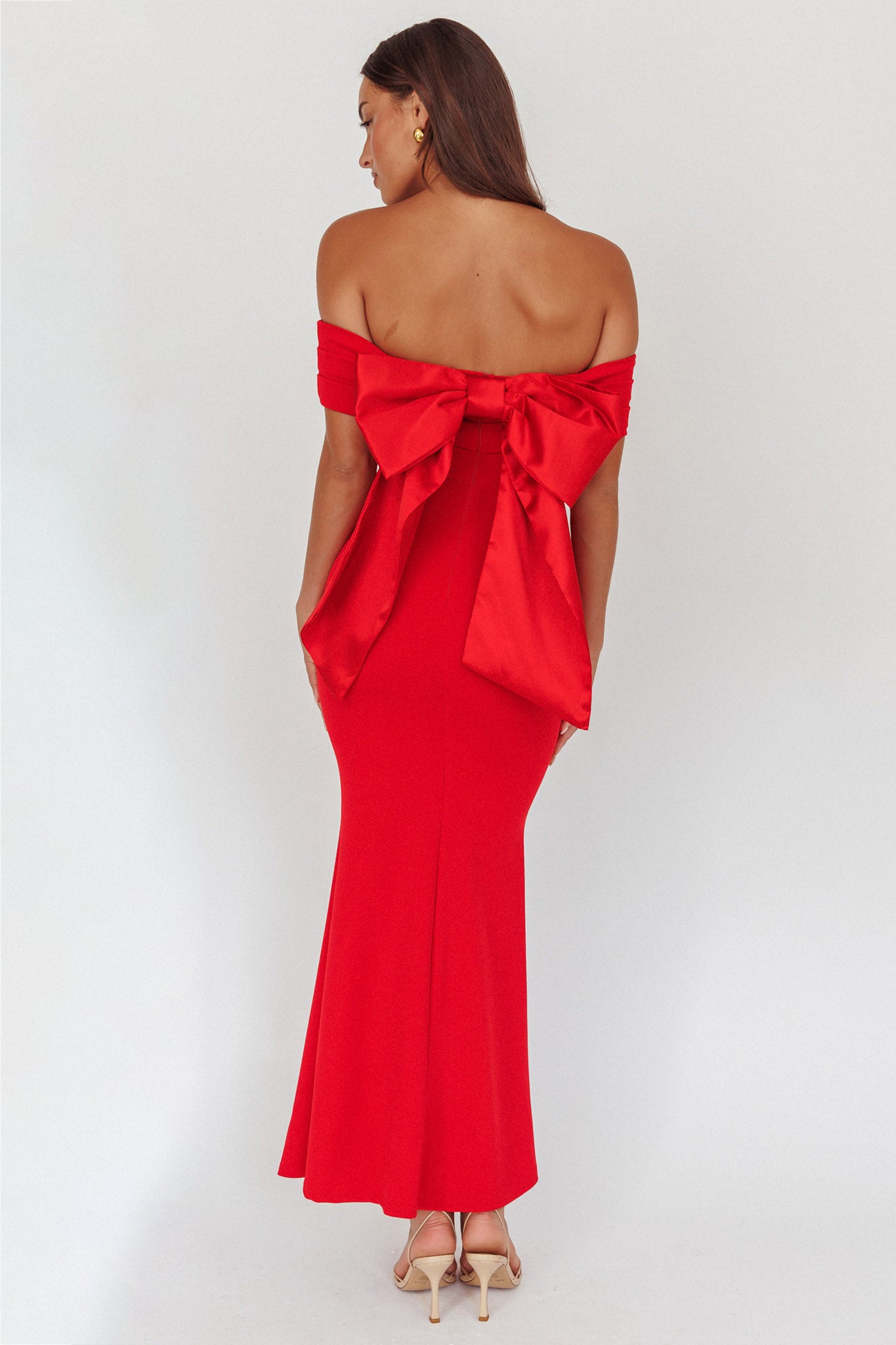 Dancing Queens Bow Back Maxi Dress Red by Selfie Leslie