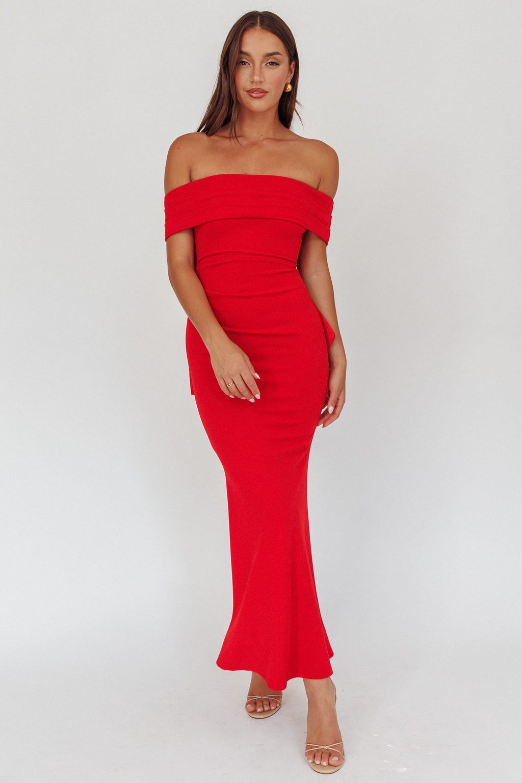 Dancing Queens Bow Back Maxi Dress Red by Selfie Leslie