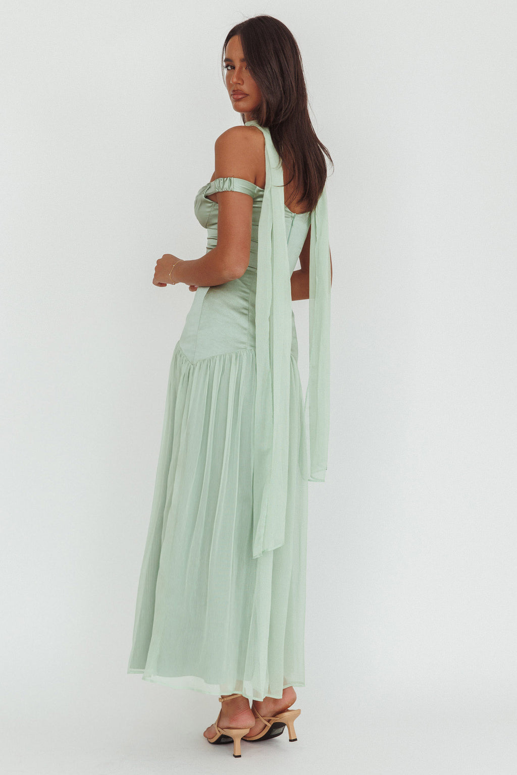 Kaycee Drop Waist Maxi Dress Sage by Selfie Leslie