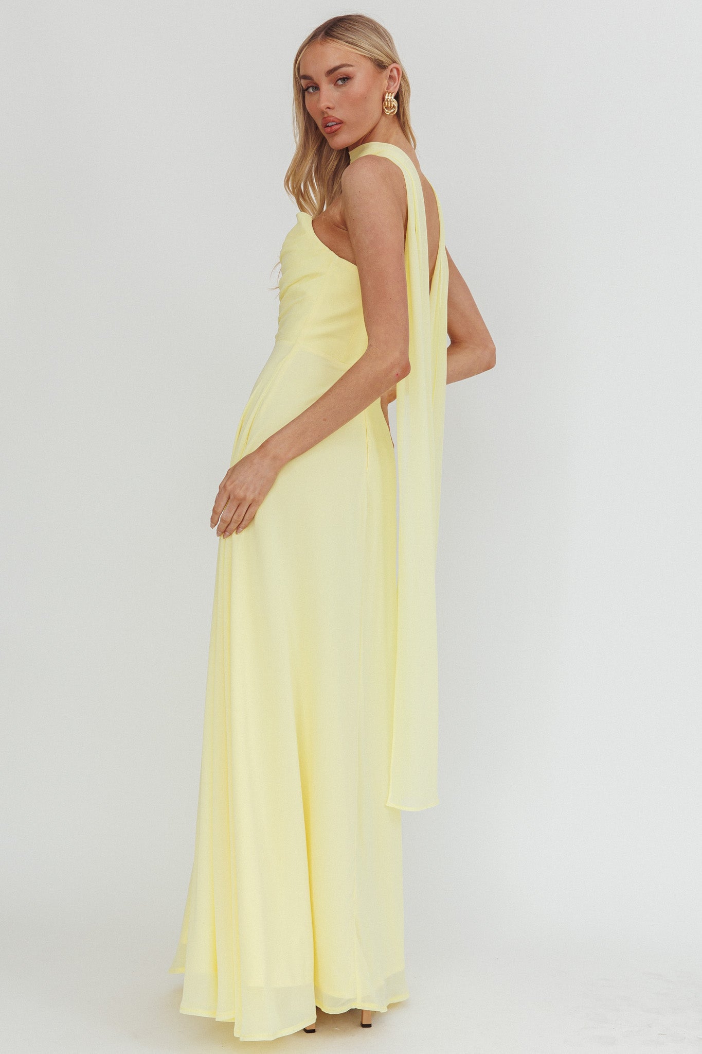 yellow maxi dress with scarf Kaycee Strapless Scarf Maxi Dress Yellow