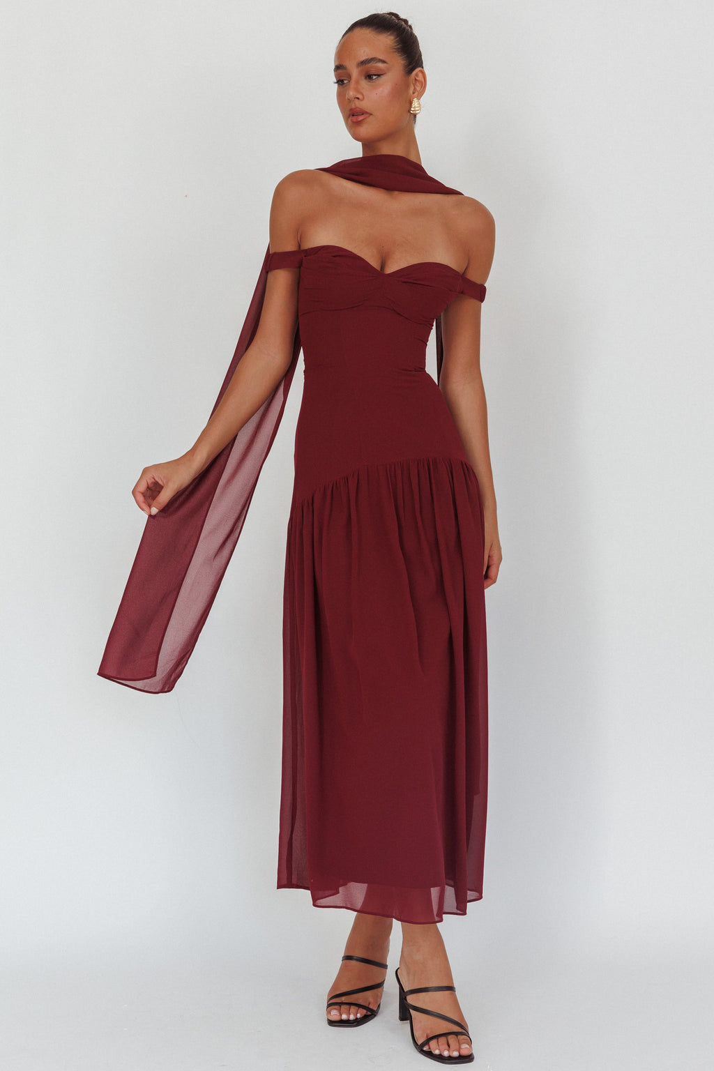 Kaycee Drop Waist Maxi Dress Wine by Selfie Leslie
