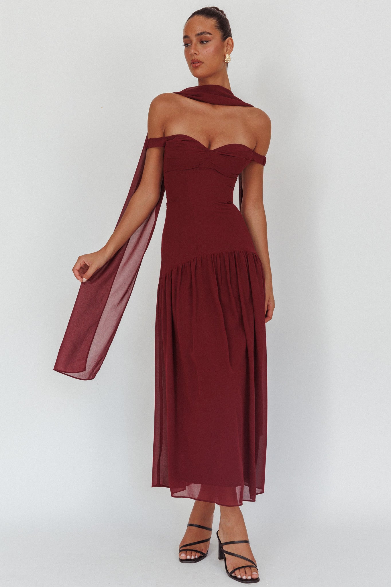 Kaycee Drop Waist Maxi Dress Wine by Selfie Leslie