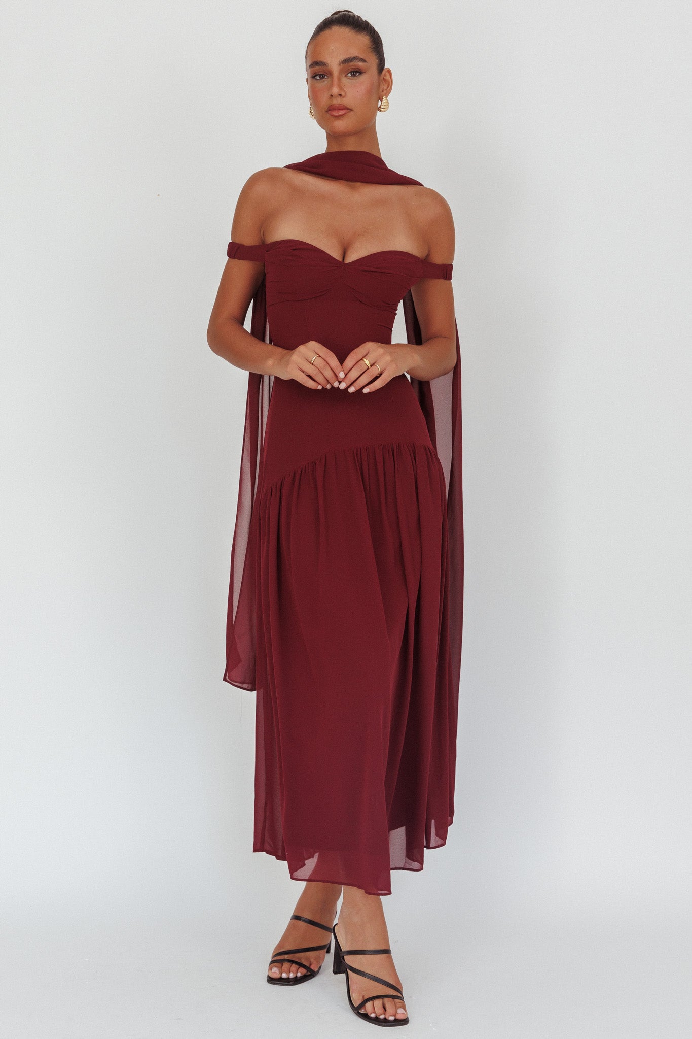 Kaycee Drop Waist Maxi Dress Wine by Selfie Leslie