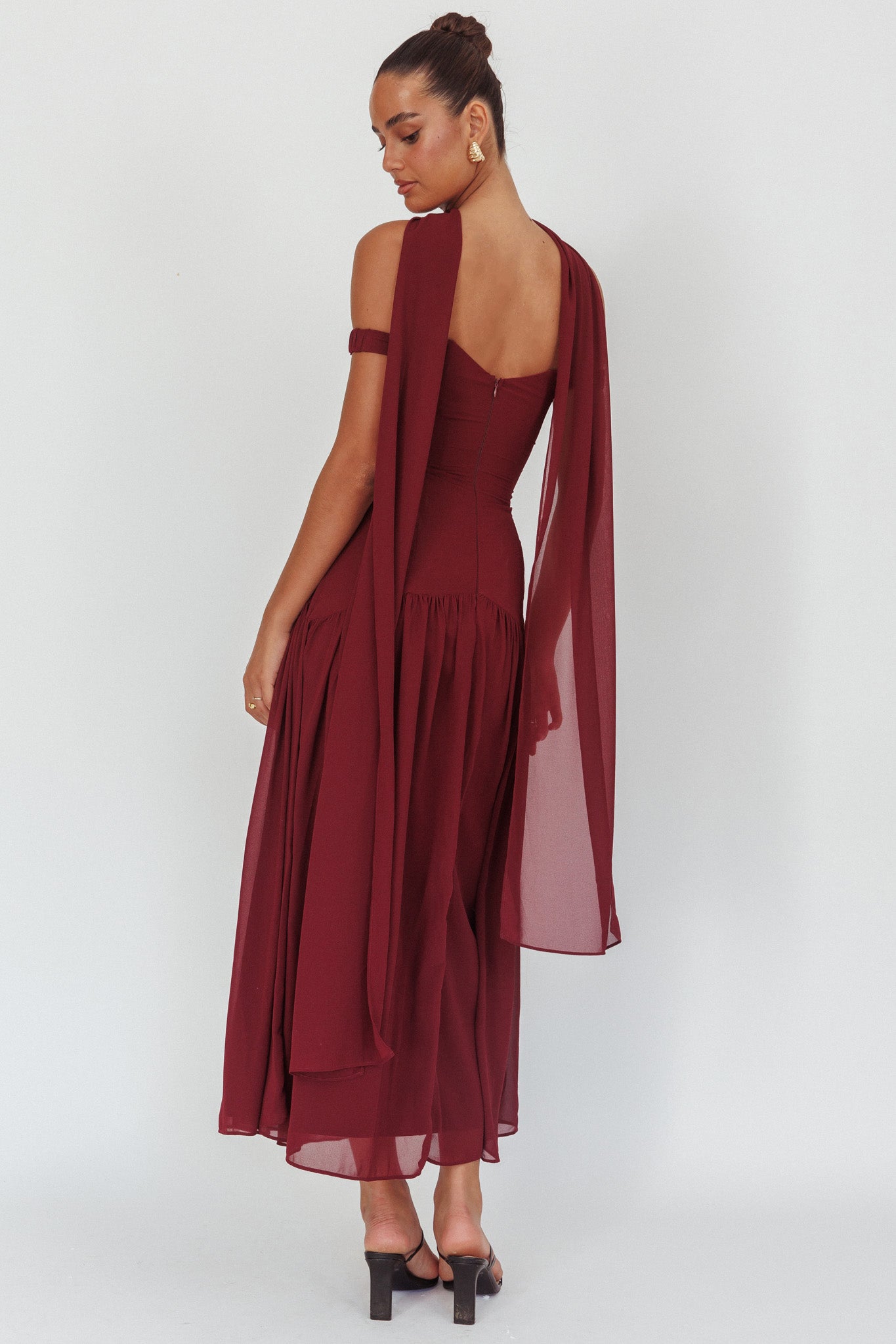Kaycee Drop Waist Maxi Dress Wine by Selfie Leslie