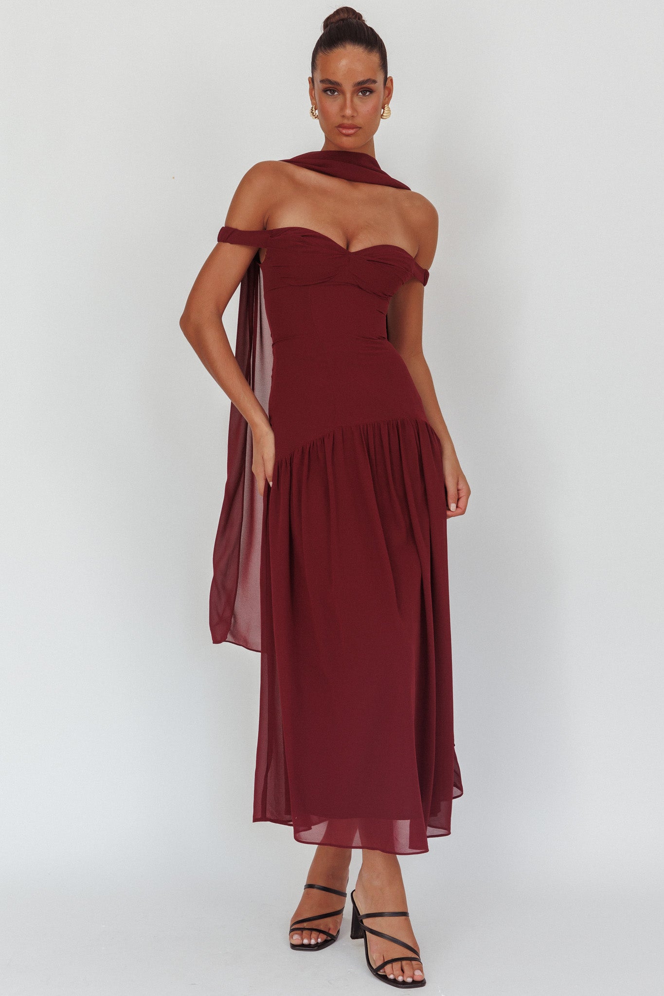 Kaycee Drop Waist Maxi Dress Wine by Selfie Leslie