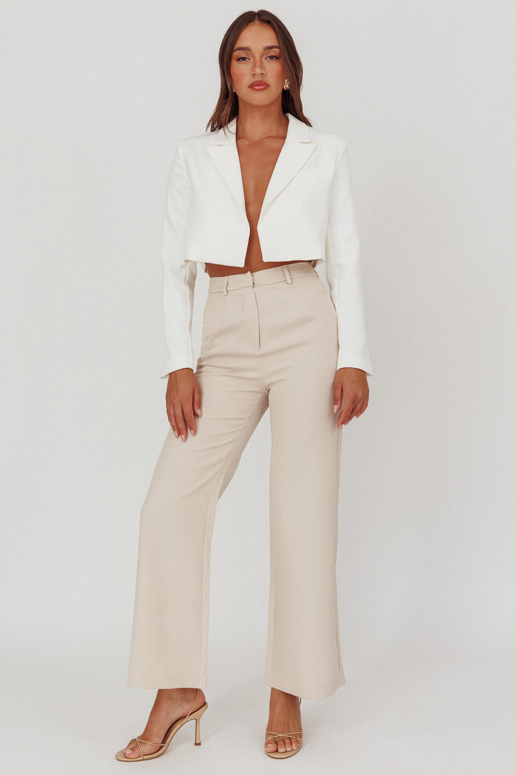 Fridays Open Crop Jacket Off White by Selfie Leslie