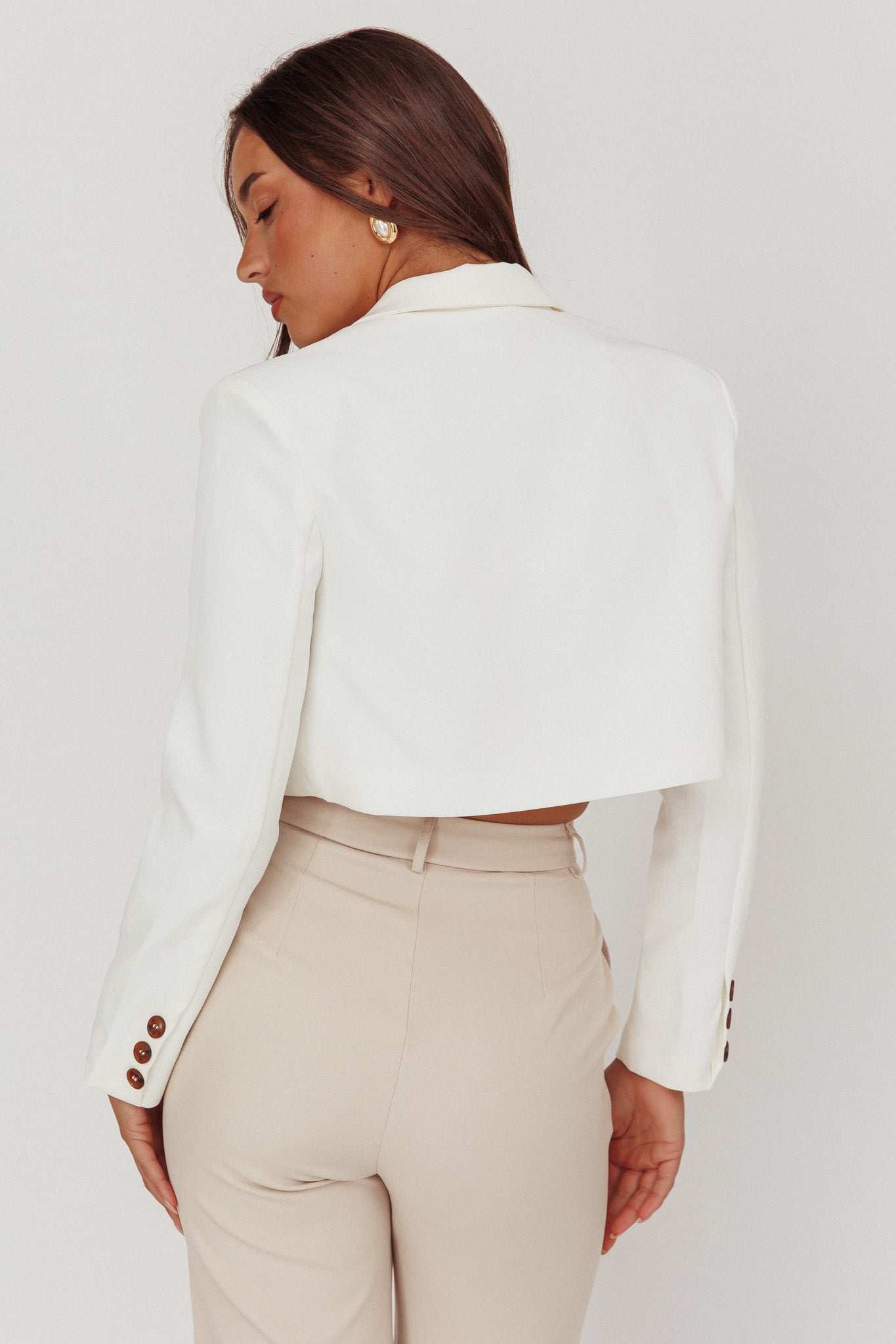 Fridays Open Crop Jacket Off White by Selfie Leslie