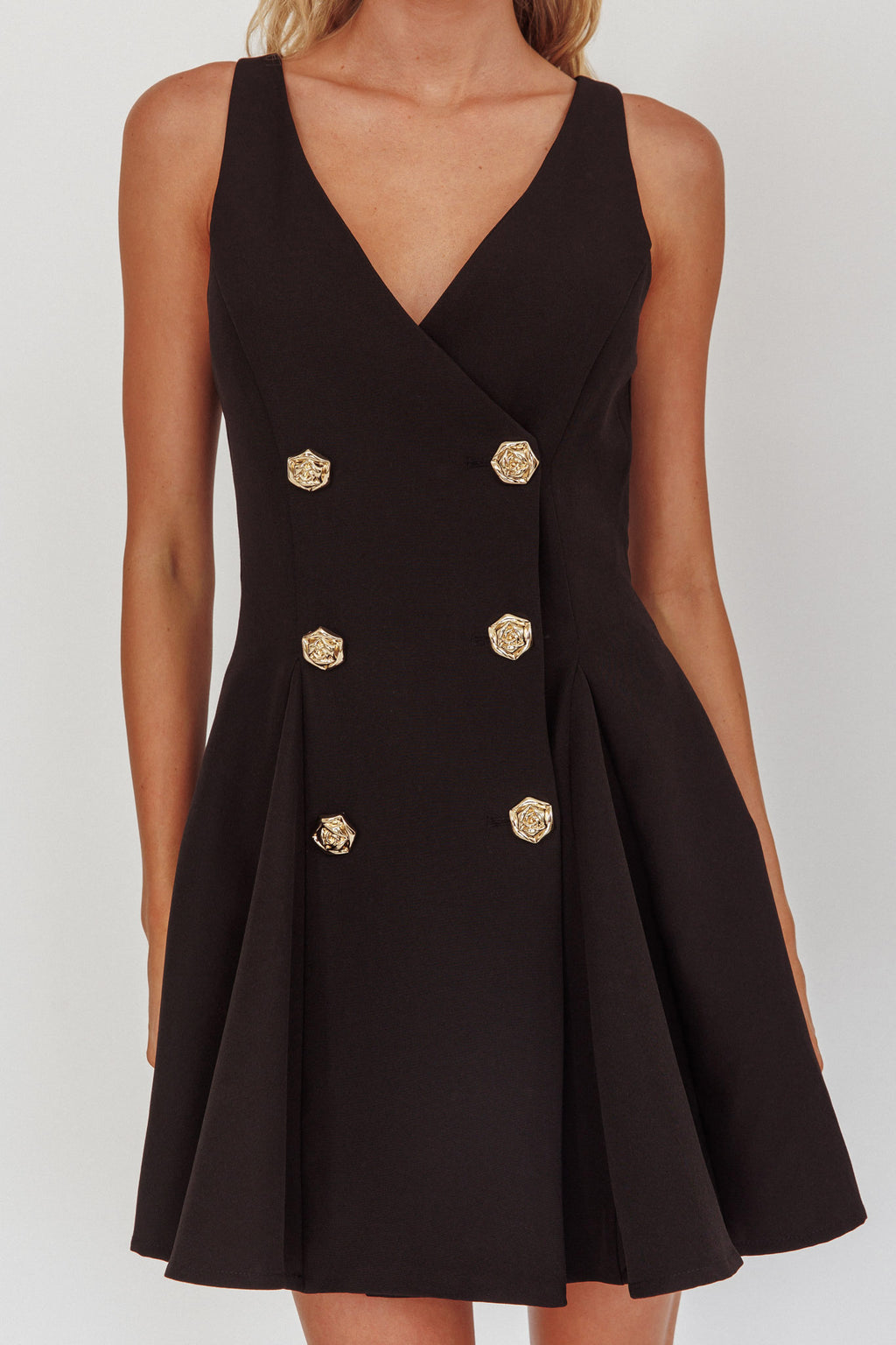 Tiana Double Breasted Mini Dress Black by Selfie Leslie