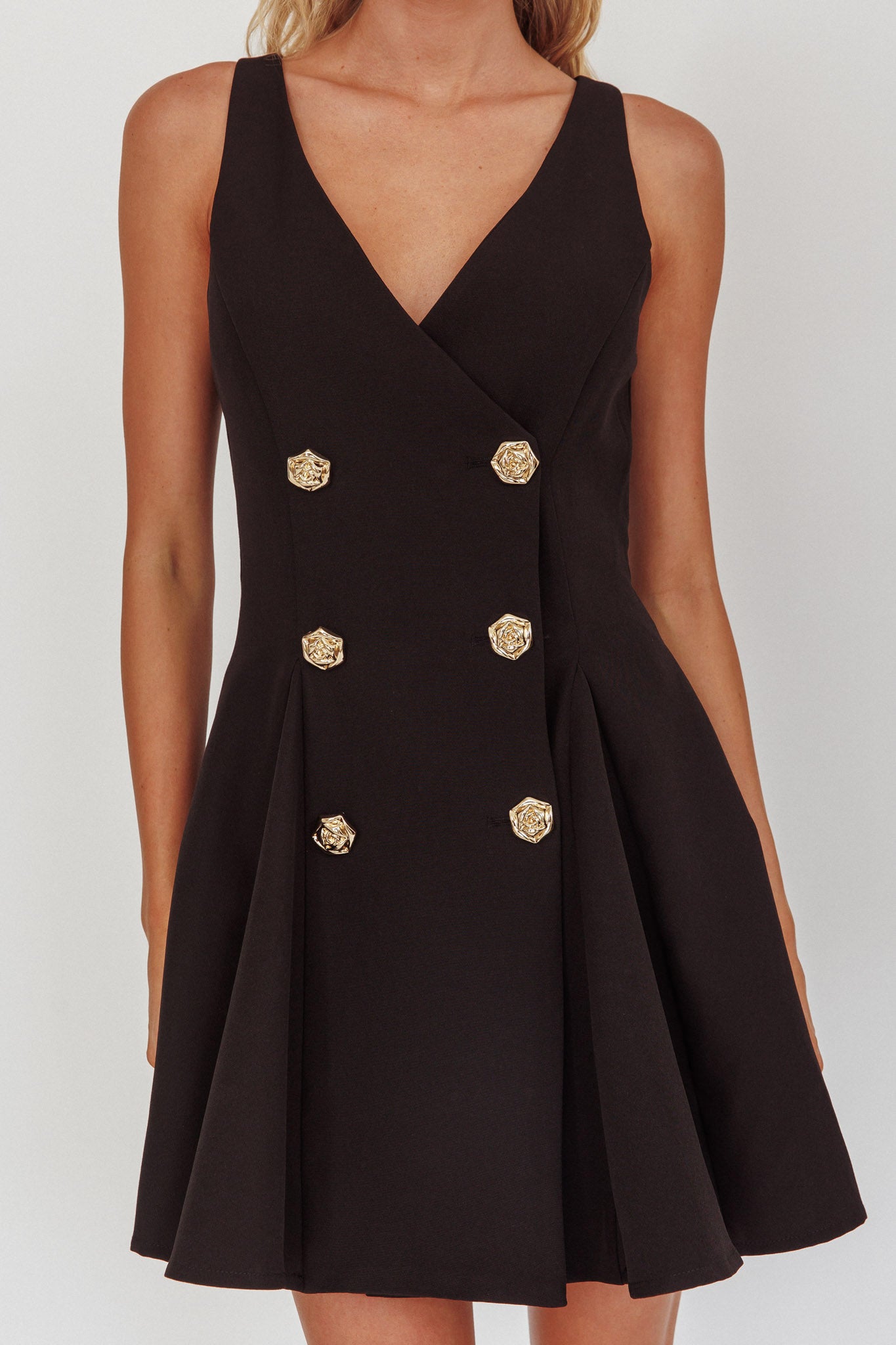 Tiana Double Breasted Mini Dress Black by Selfie Leslie