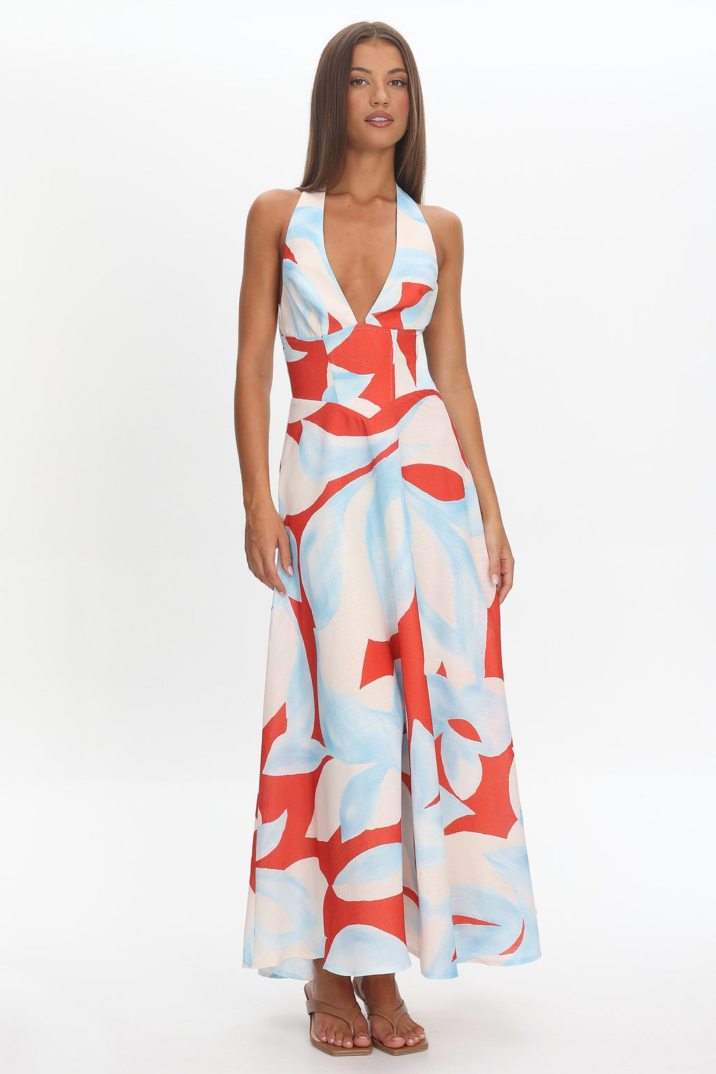 Riga Halterneck Maxi Dress Blue Multi by Selfie Leslie