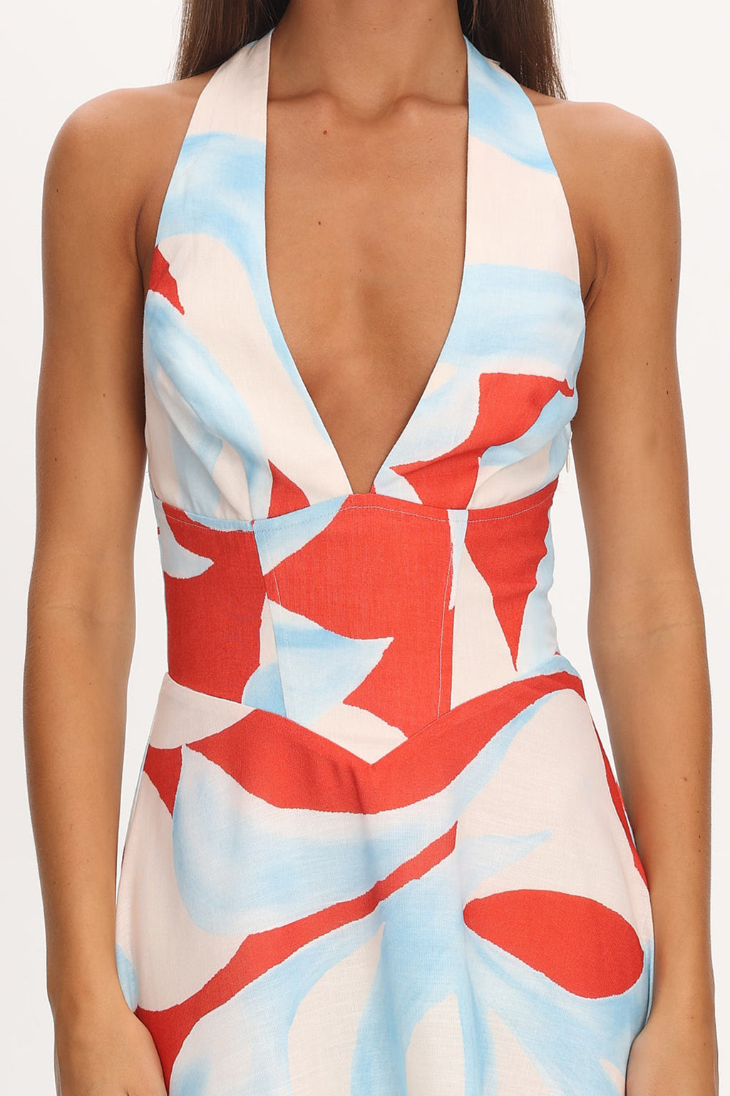 Riga Halterneck Maxi Dress Blue Multi by Selfie Leslie